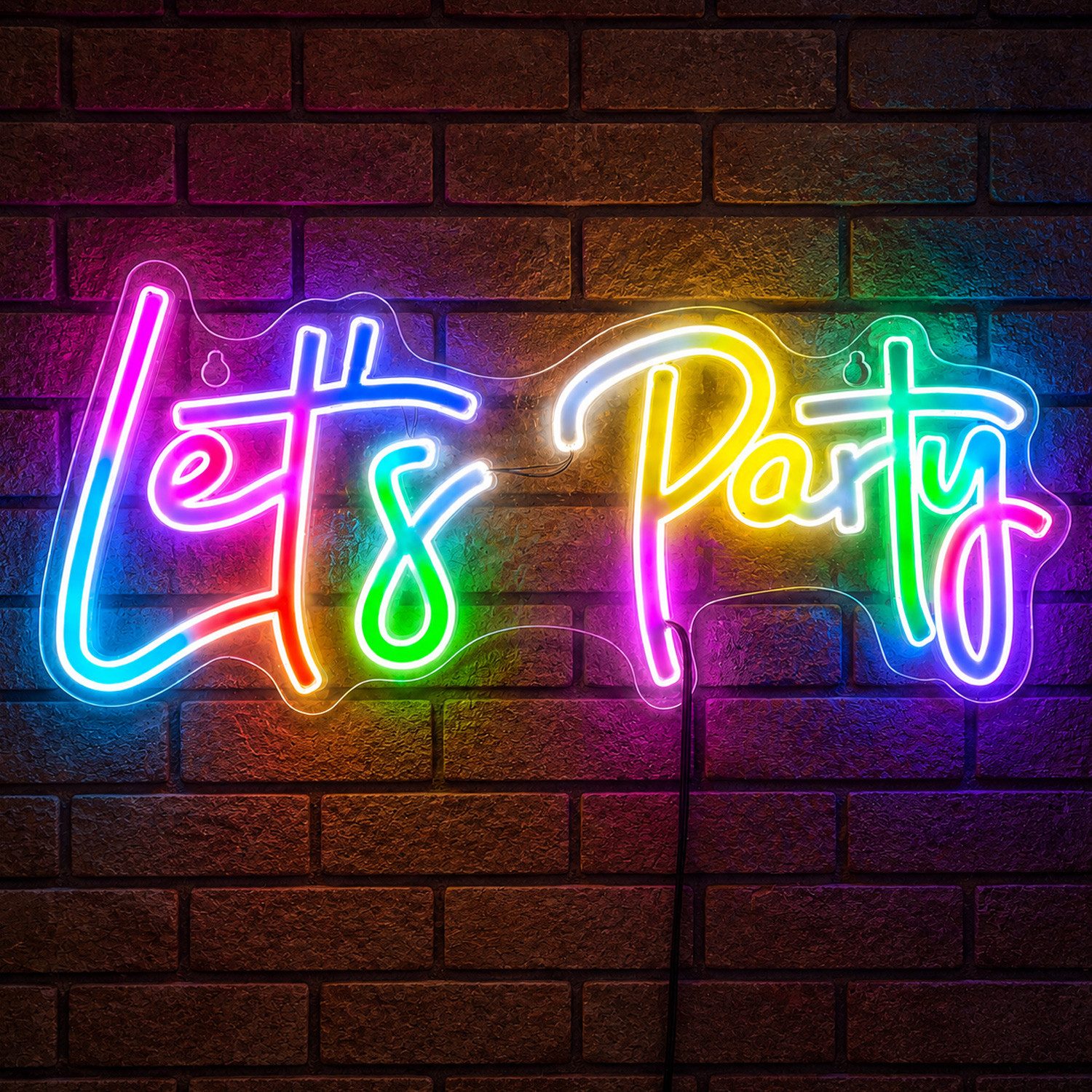 MARELIDA LED Dekolicht LED NEON Schild Lets Party Leuchtschriftzug für Party Bar USB Fernb., LED Classic, mehrfarbig / bunt