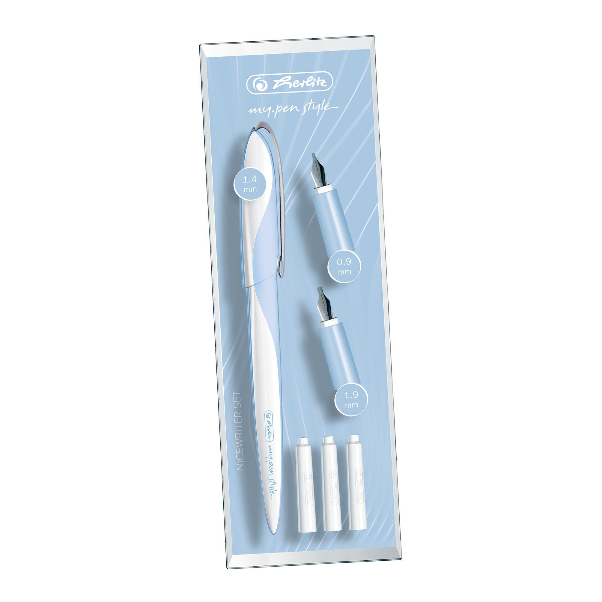 Herlitz Füllfederhalter herlitz Kalligraphie-Set my.pen Nicewriter "Light Blue"