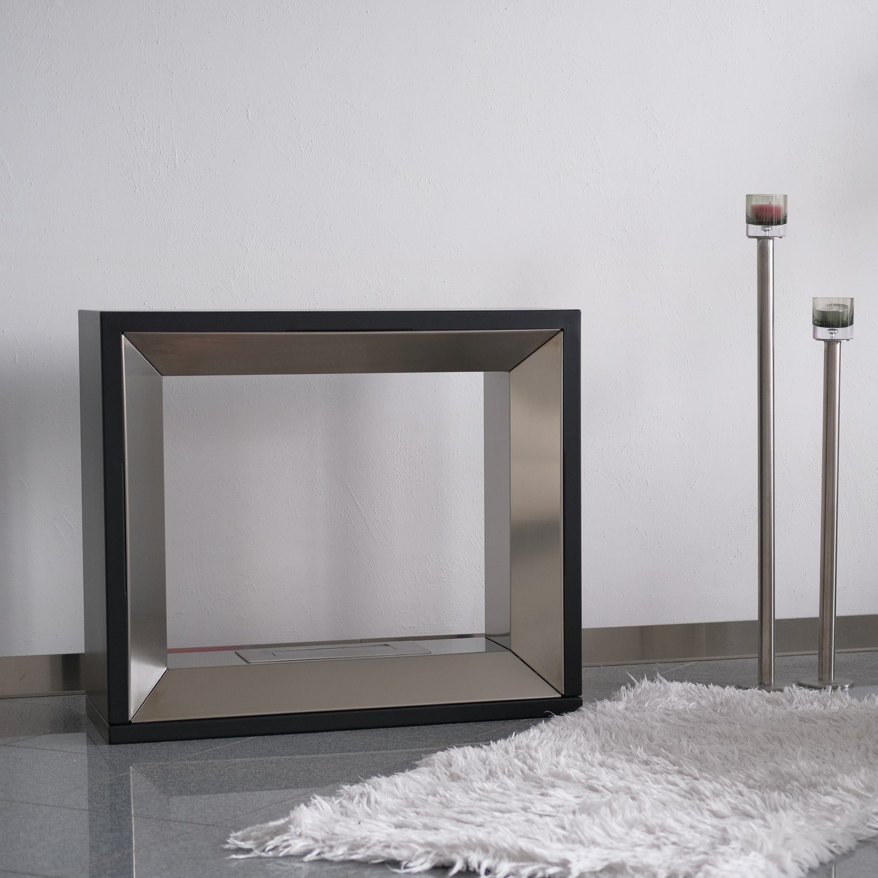 Stahlkunst Echtfeuer-Dekokamin Designer Ethanol Kamin "Tegernsee"