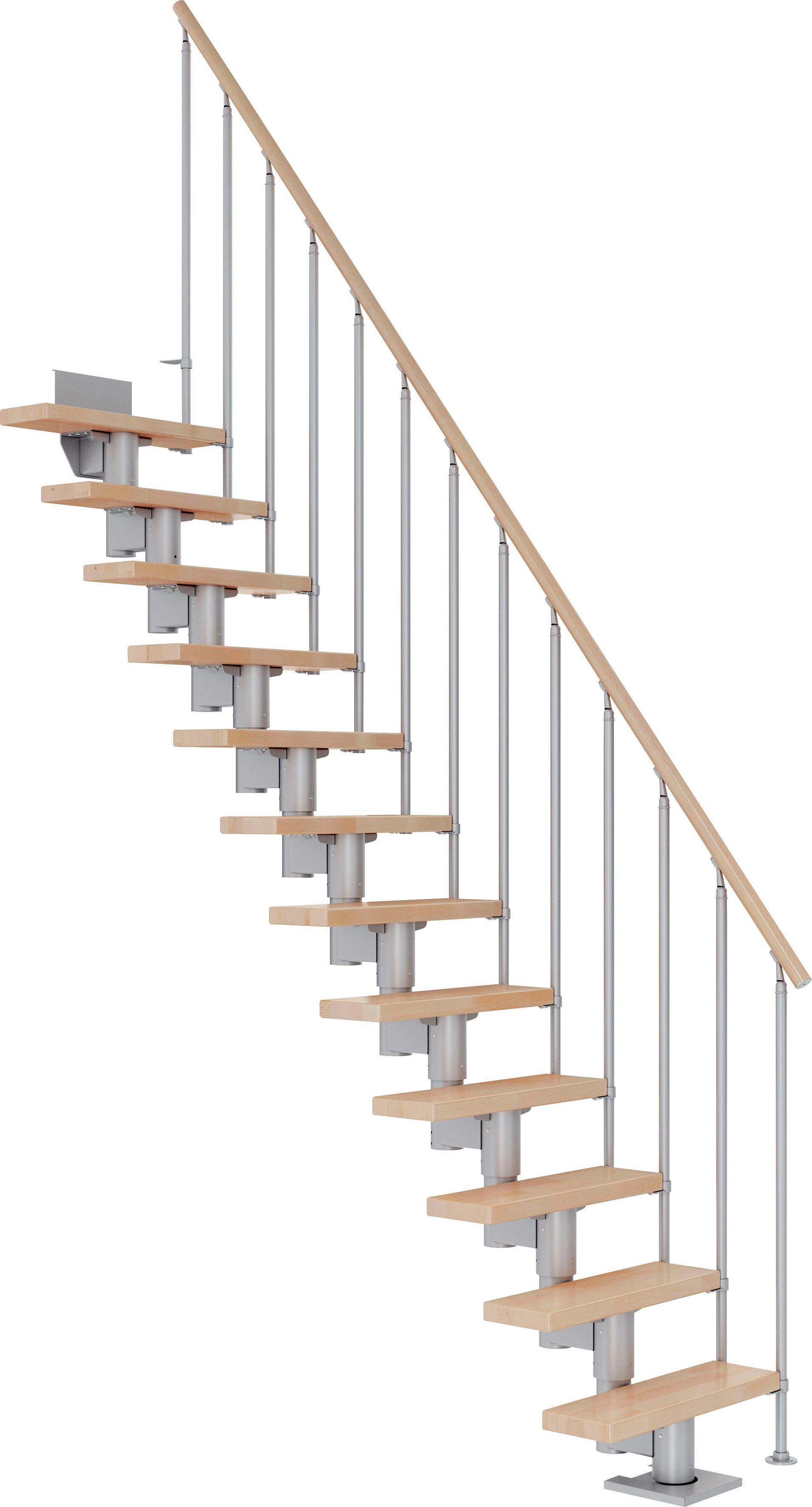 Geschosshöhen 270 Dolle Mittelholmtreppe bis offen, für cm, Stufen Buche/Metall Dublin,
