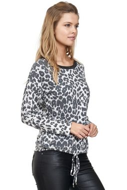 Decay Langarmshirt Longsleeve mit Leoprint und Schnüren