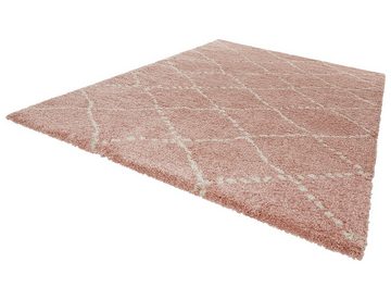 Teppich Hochflor Teppich Hash rosa creme, MINT RUGS, rechteckig, Höhe: 35 mm
