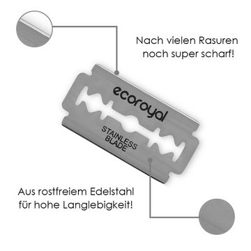 ecoroyal Rasierklingen 100er Rasierklingen für Rasierhobel und Rasiermesser, Rostfrei, 1-tlg., 100Stück, Die Rasierklingen sind komplett plastikfrei und nachhaltig verpackt.