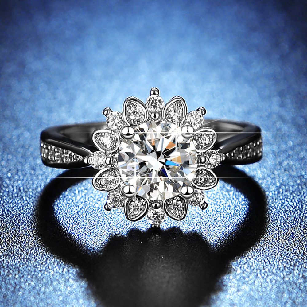 The Beauty House Verlobungsring silberfarbiger Ring für Frauen, mit 3A Zirkonia für jede Passform und Größe