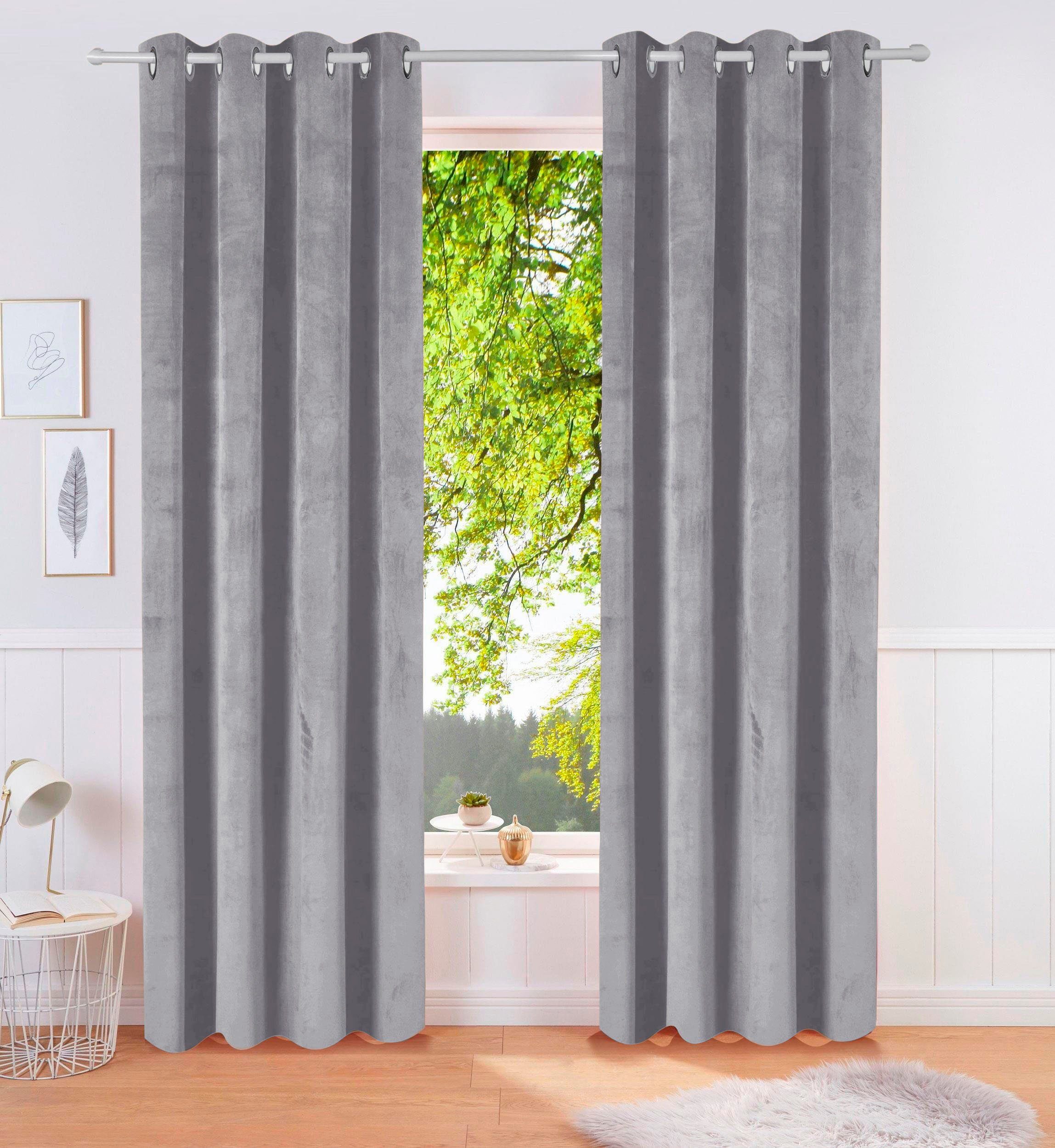 LeGer Home by Lena Gercke Gardine LADINA (1 St), Ösen, blickdicht, Polyester, blickdichter Vorhang, Samt Vorhang - Premium