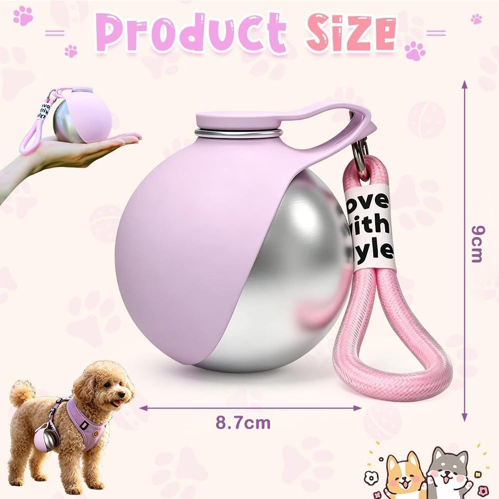 AFKSMILE Reisenapf Wasserflaschen für Hunde, 285ml Trinkflasche mit Faltbarem Silikonnapf, Edelstahl Trinkflasche Hunde, Auslaufsichere & Kompakte für Unterwegs