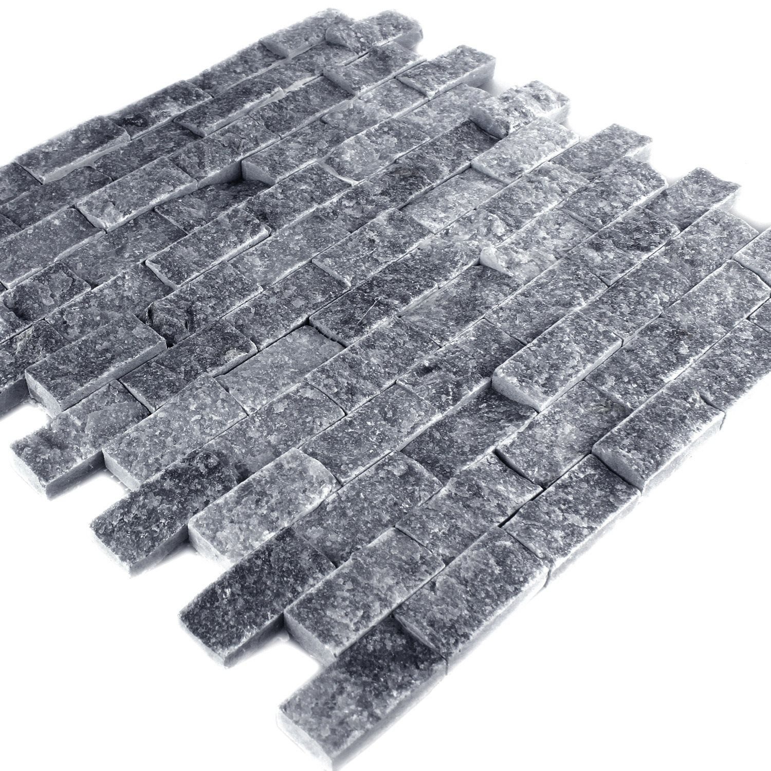 Mosafil Mosaikfliesen Natursteinfliesen Marmor Visso Nero, Naturstein-Marmor 30.500x29.000, schwarz, Verlegefertig auf ein Netz geklebt