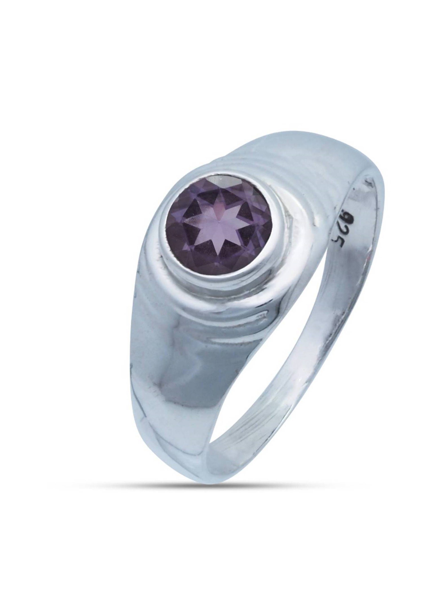 mantraroma Silberring 925er Silber mit Amethyst facettiert