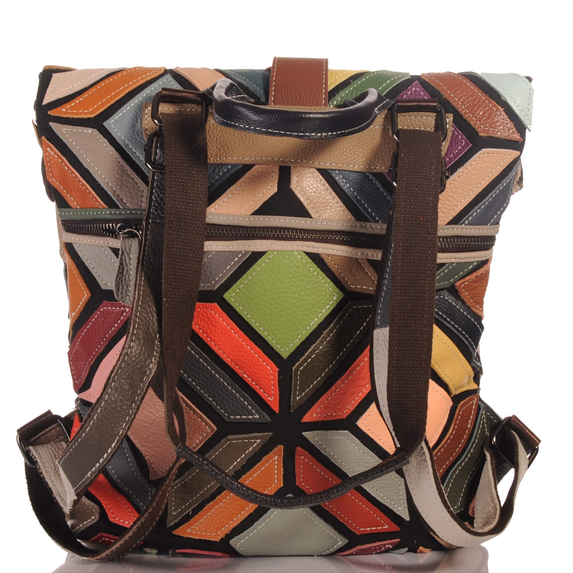 KMISSO Henkeltasche Handgefertigter Pachwork Design Echtleder Cyty Back Rucksack 30664 (1-tlg), im eleganten Look