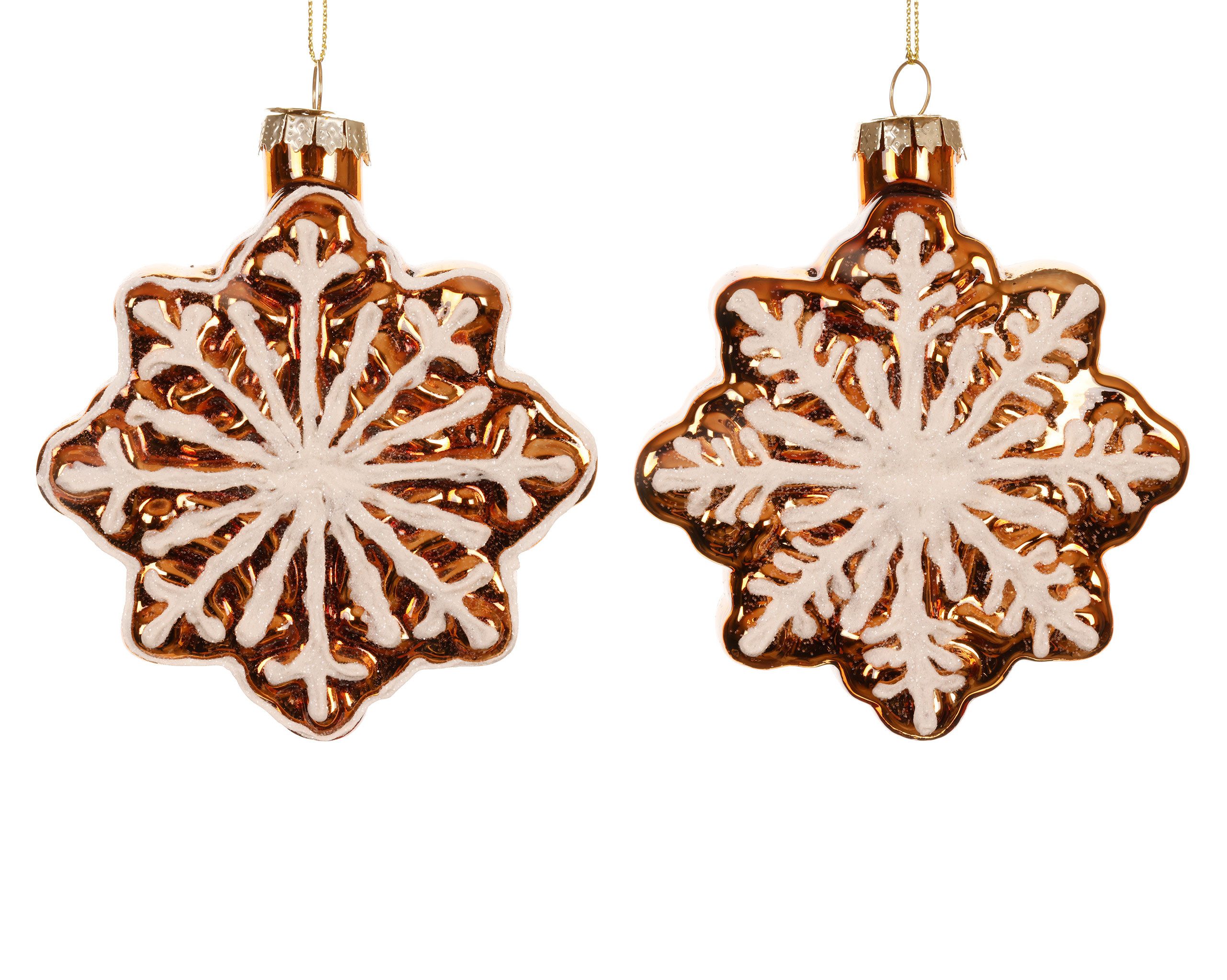 Kaemingk Christbaumschmuck, Christbaumschmuck Glas 9,5cm Schneeflocke Figur 1 Stück sort. Braun