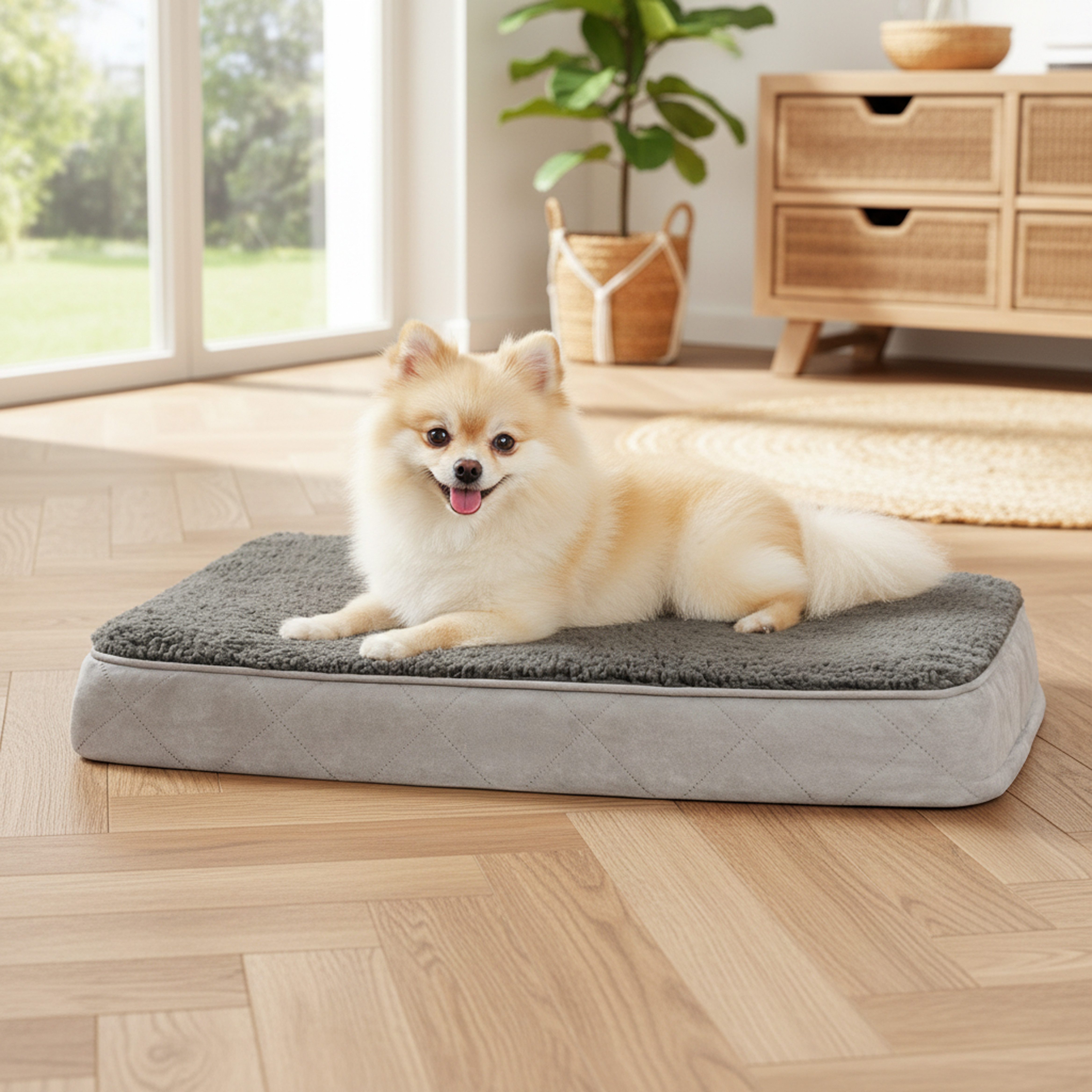 belviona Hundematte mit waschbarem Bezug, Wildlederimitat, Plüsch, Hundematratze weich & stabil, mit Tragegriff