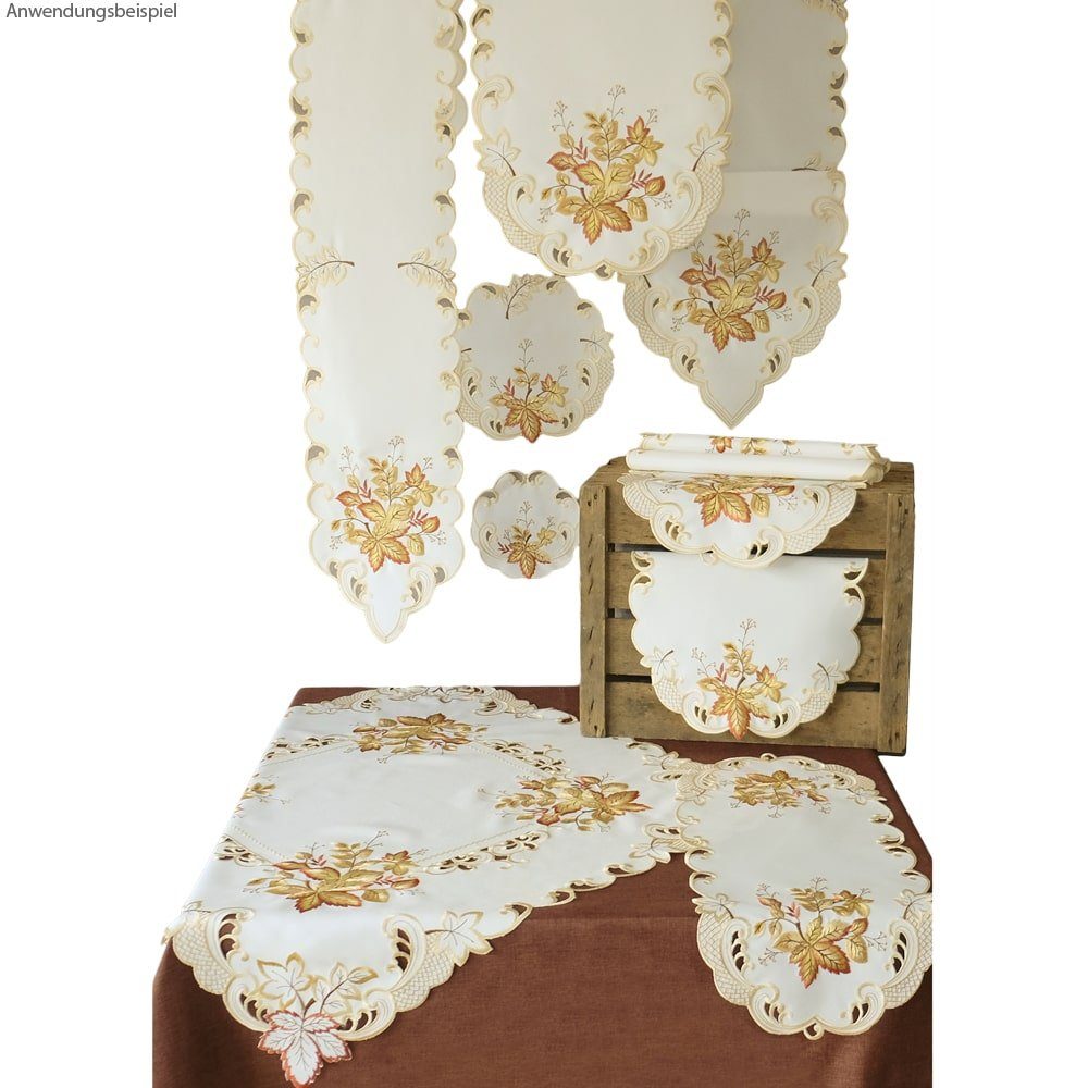 matches21 HOME & HOBBY Tischdecke Deckchen Blätter bunt Herbstlaub Stick Ø günstig online kaufen