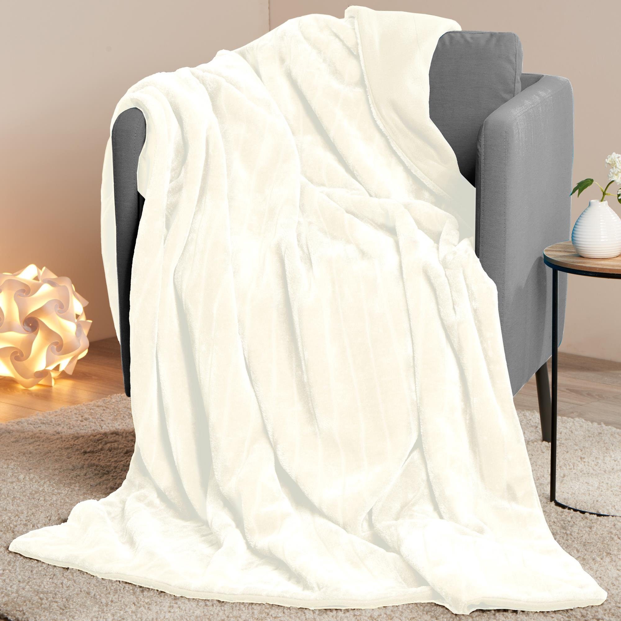 Wohndecke Alaska Kuscheldecke Sofa Felloptik Pelzimitat XXL 200x240cm natur günstig online kaufen