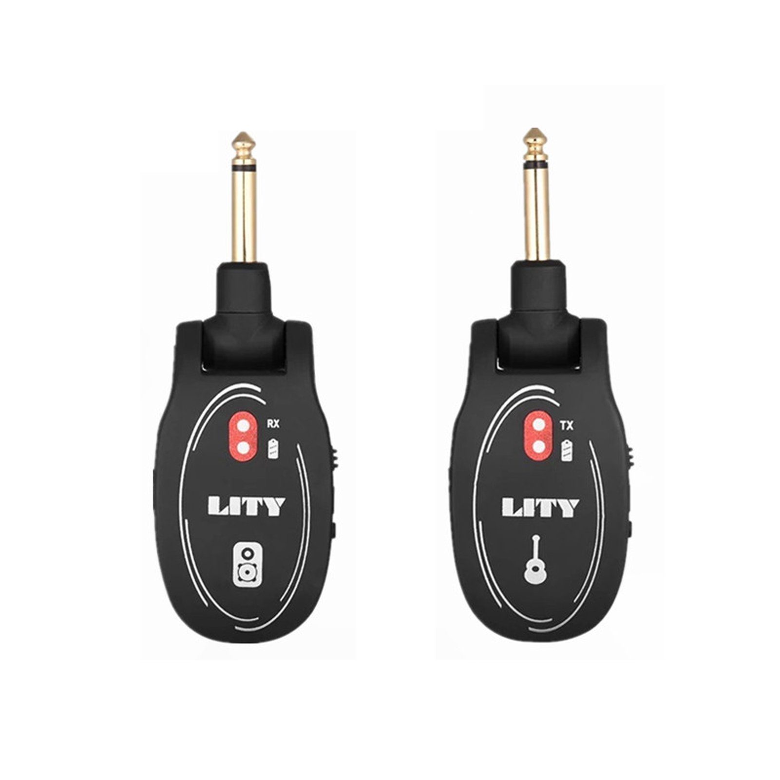 Bolwins F91C Drahtlos Gitarrensystem Audio Guitar Bass Transmitter Receiver Audio-Adapter 6,35 mm Klinkenstecker (Mono, drehbar) zu 6,35 mm Klinkenstecker (Mono, drehbar), 0 cm, Kabelloses Gitarrensystem (Sender + Empfänger)