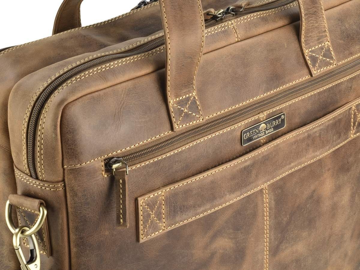 für Look, used Herren, Greenburry antikbraun Vintage, für Businesstasche, Aktentasche Damen,