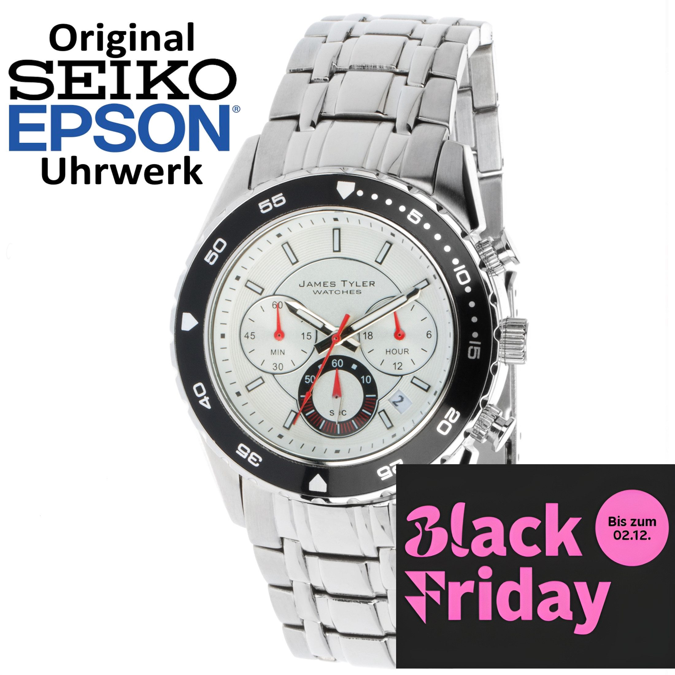 James Tyler Quarzuhr BLACK FRIDAY JT-704-1 Herrenuhr Mit Original SEIKO EPS günstig online kaufen