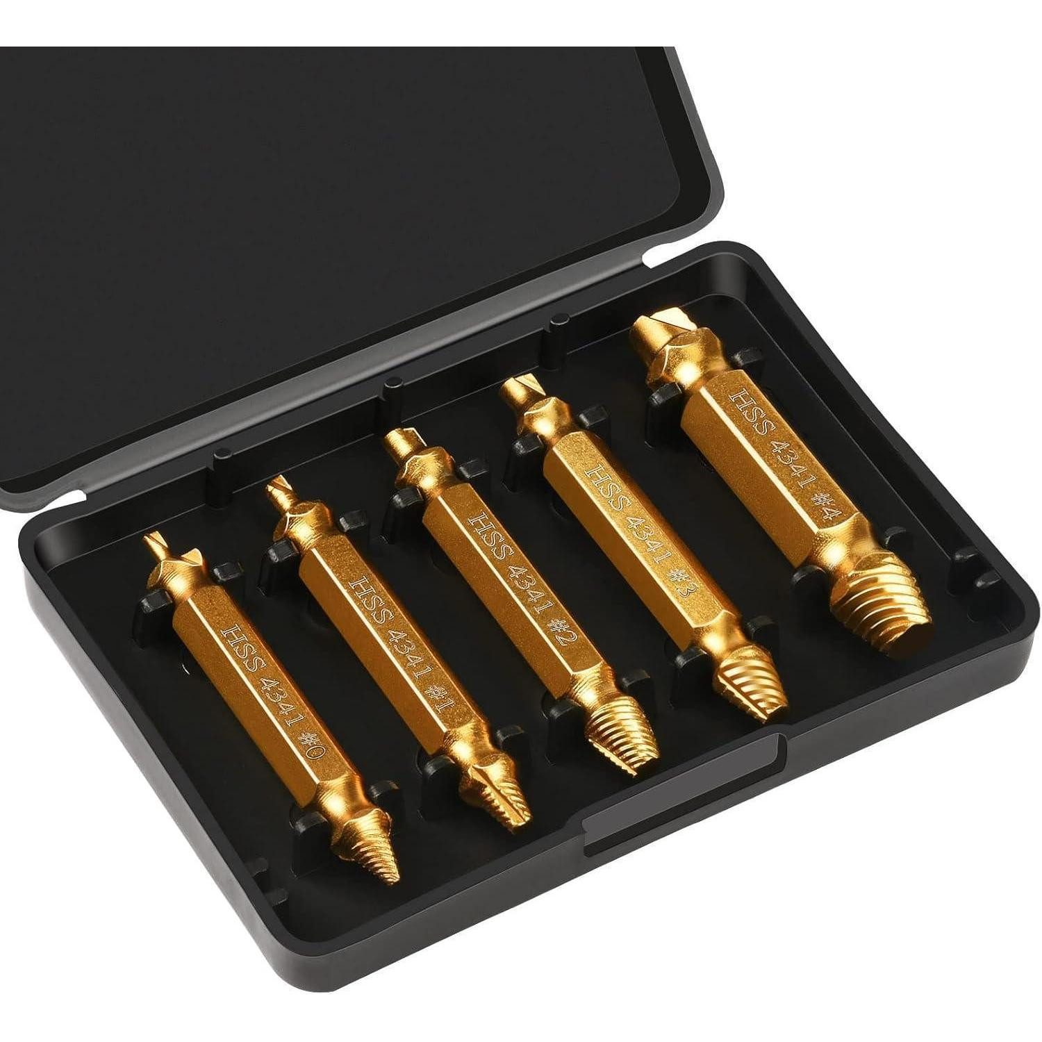 LuxusKollektion Gewindebohrer Schraubenausdreher-Set 5tlg Gold