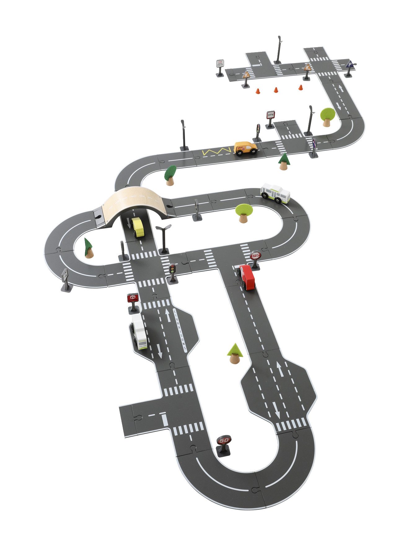 vertbaudet Spielzeug-Auto Straßenset aus Holz FSC® günstig online kaufen