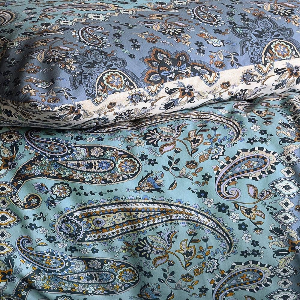 Irisette Bettwäsche Feinbiber Bettwäsche Gwendolyn in Blau 135 x 200 cm, Feinbiber, 2 teilig