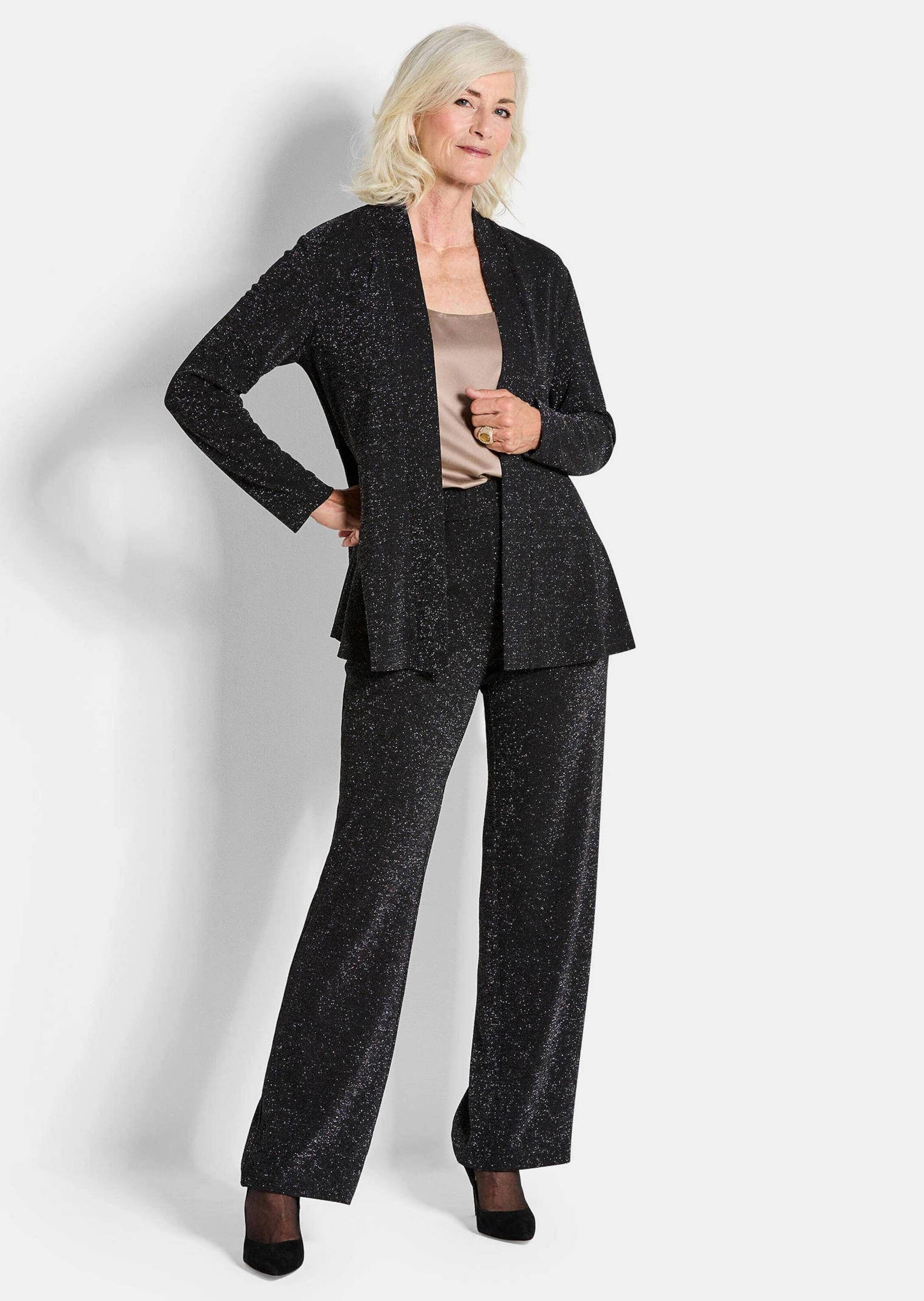 GOLDNER Jerseyblazer Glänzender Festblazer mit Schalkragen Eventjacke mit Glanz-Effekt und Langarm