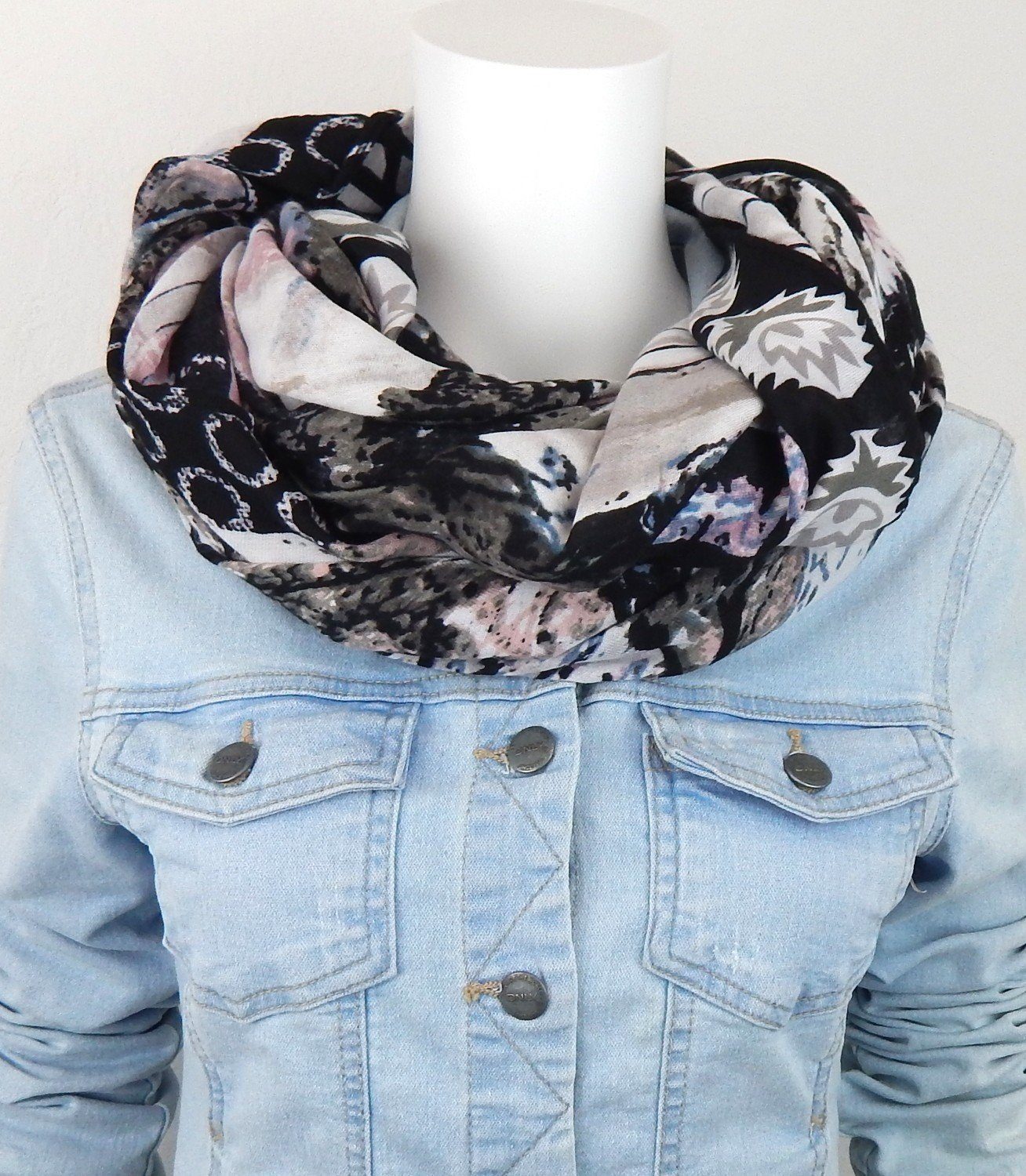 Ella Jonte Loop, weicher breiter Rundschal mit wunderschönem Print Baumwoll günstig online kaufen