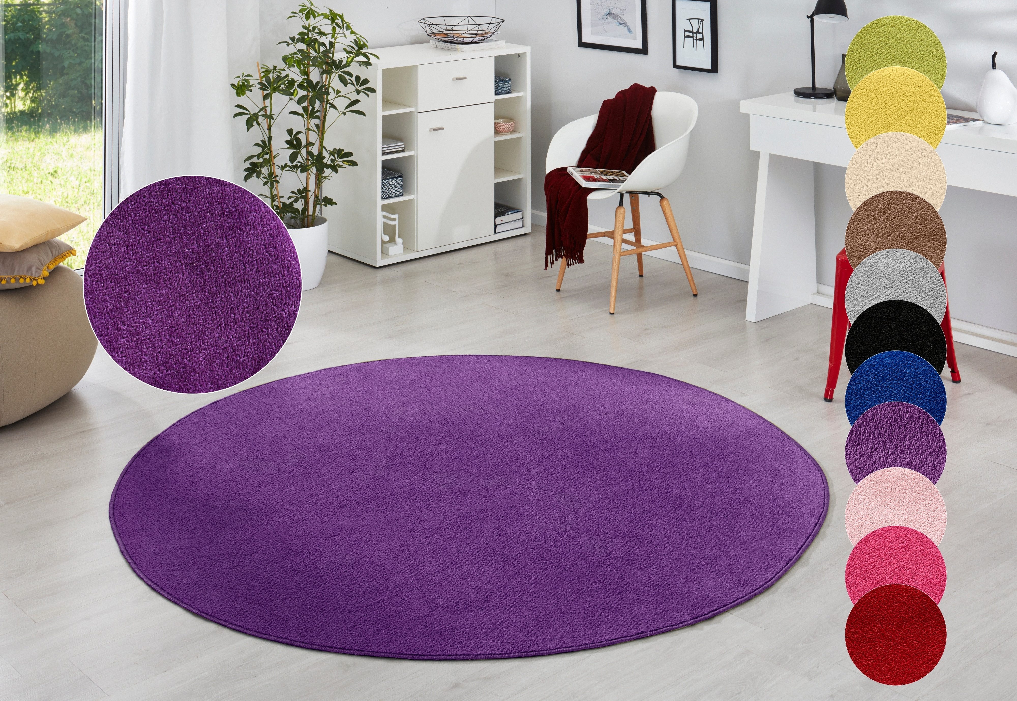 HANSE Home Teppich Fancy, rund, Höhe: 7 mm, Kurzflor, Weich, Einfarbig, Wohnzimmer, Schlafzimmer, Esszimmer