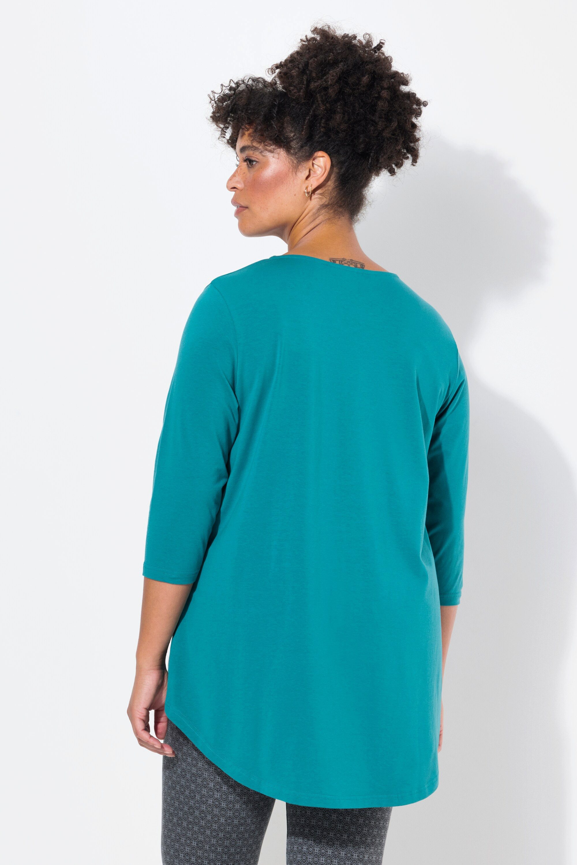 Janet & Joyce T-Shirt T-Shirt A-Linie Statement-Druck 3/4-Ärmel