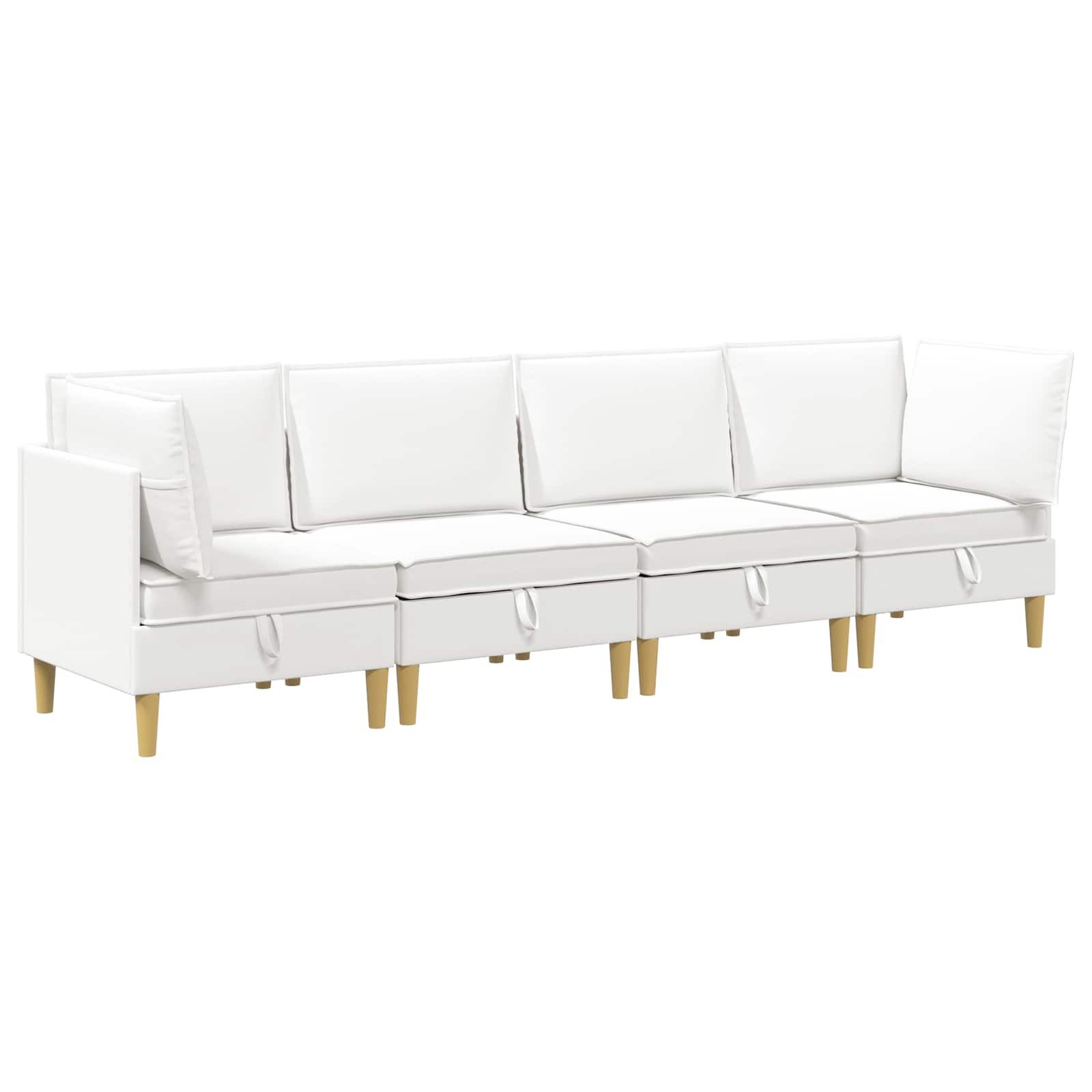 vidaXL Sitzgruppe Modular Sofa Set mit Stauraum 4 stk. Weiß Stoff, (4-tlg)
