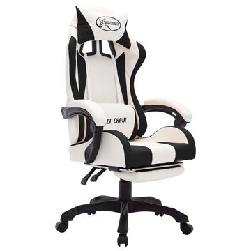 vidaXL Bürostuhl Gaming-Stuhl mit RGB LED-Leuchten Schwarz und Weiß Kunstleder