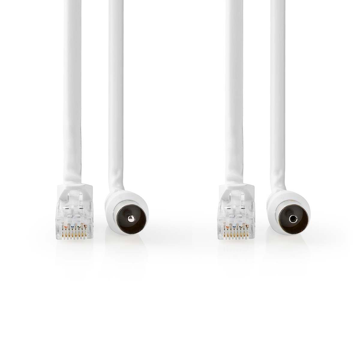 Nedis CSGL4500WT15 SAT-Kabel, Für Internet und TV, Koax/Cat6-Kombi, 1.5 m Kabellänge.