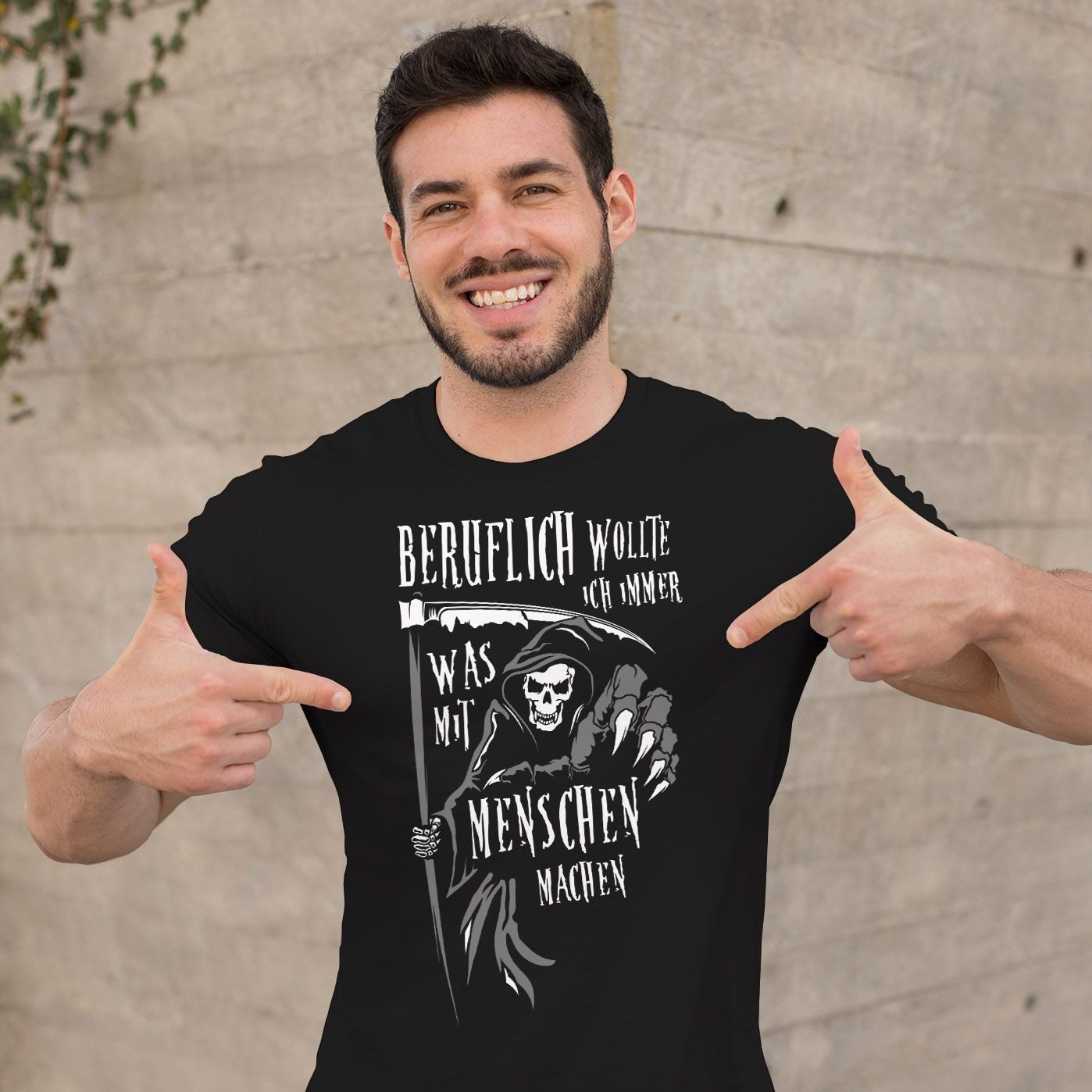 MoonWorks Print-Shirt Herren T-Shirt Sensemann Spruch lustig schwarzer Humor Ironie mit Print