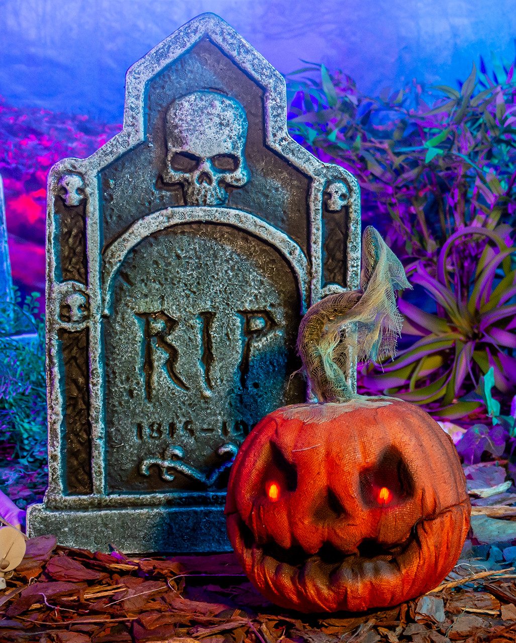 Horror-Shop Dekoobjekt Lachender Halloween Kürbis mit Bewegung & Leuchtau – Bild 2 von 3