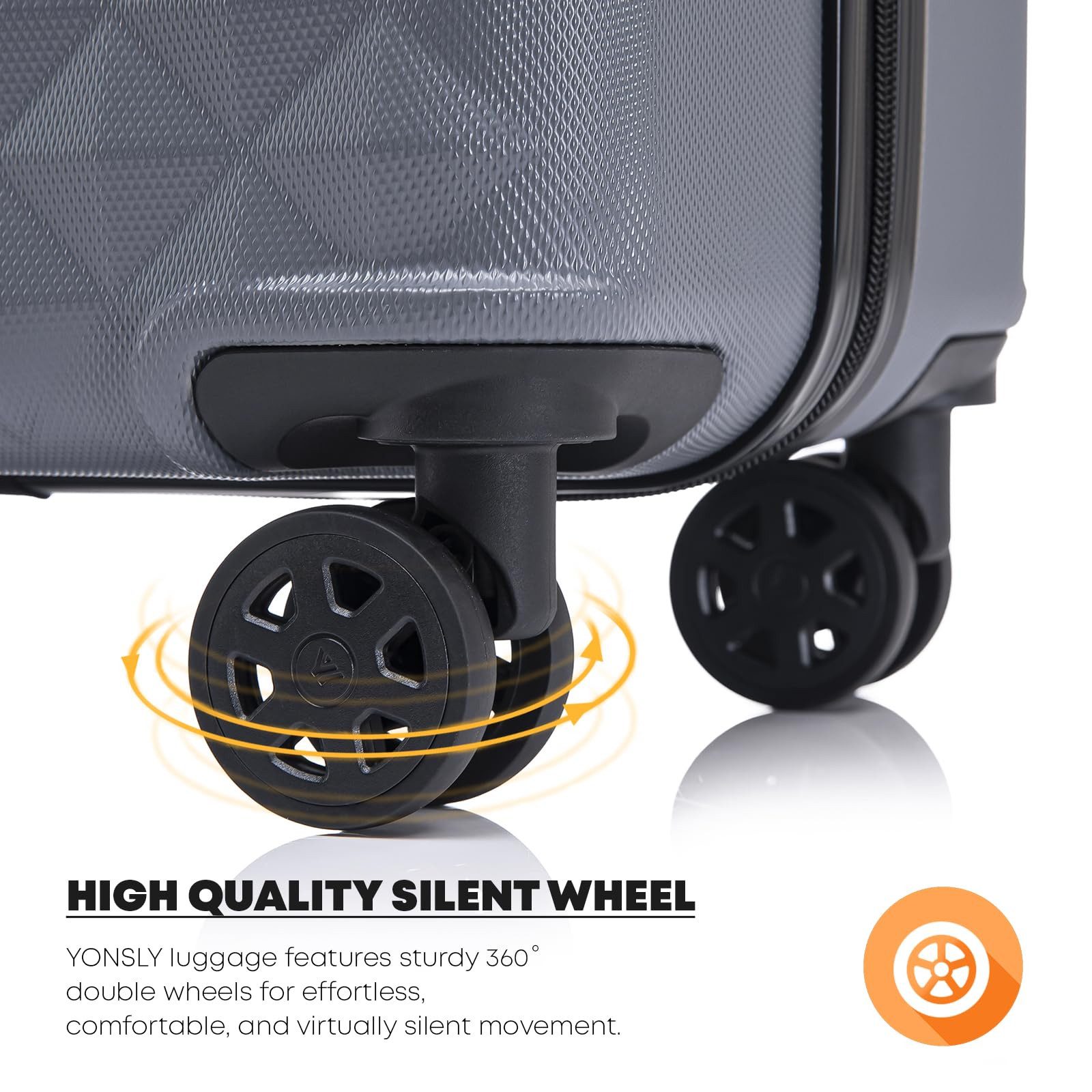 YONSLY Hartschalen-Trolley Reisekoffer Trolley Hartschalenkoffer Rollkoffer mit 4 Rollen, 4 Rollen, ABS und Aluminium, Zahlenschloss, 360°-Doppelrollen, Gummigr – Bild 4 von 5