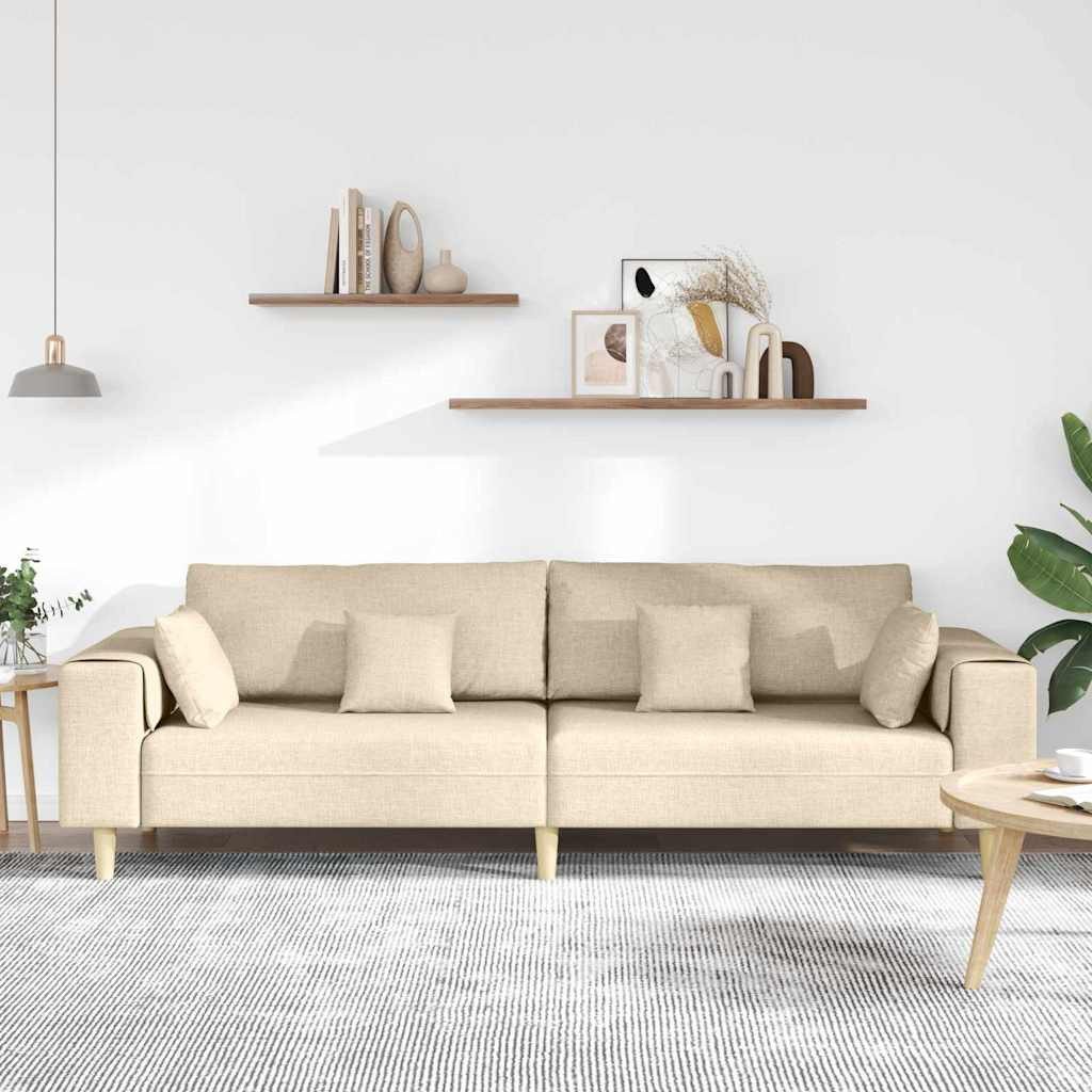 vidaXL Sofa Stoffsofa mit Kissen Creme günstig online kaufen