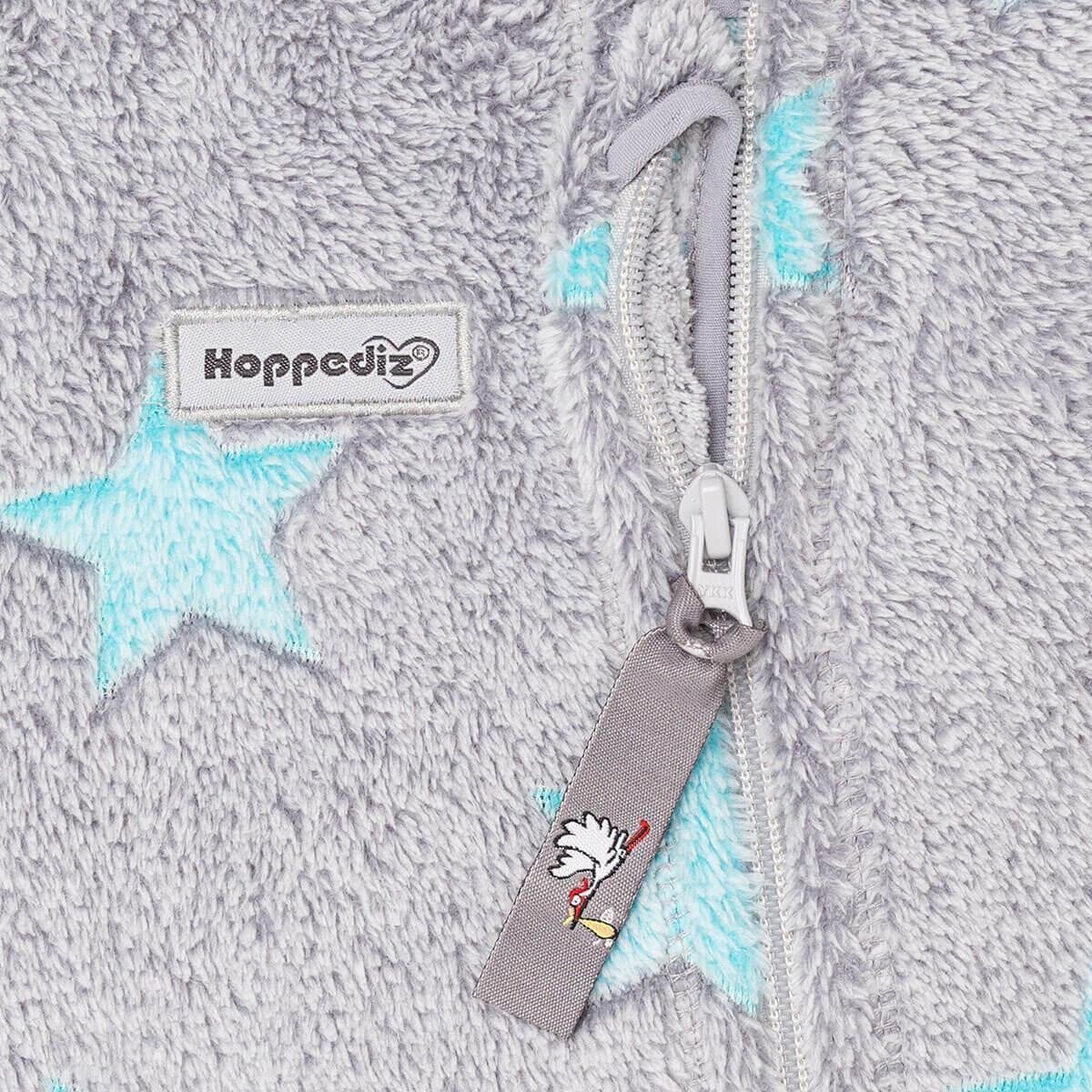 Hoppediz Fleeceoverall Fleece-Overall mit Umschlagbündchen grau-türkis