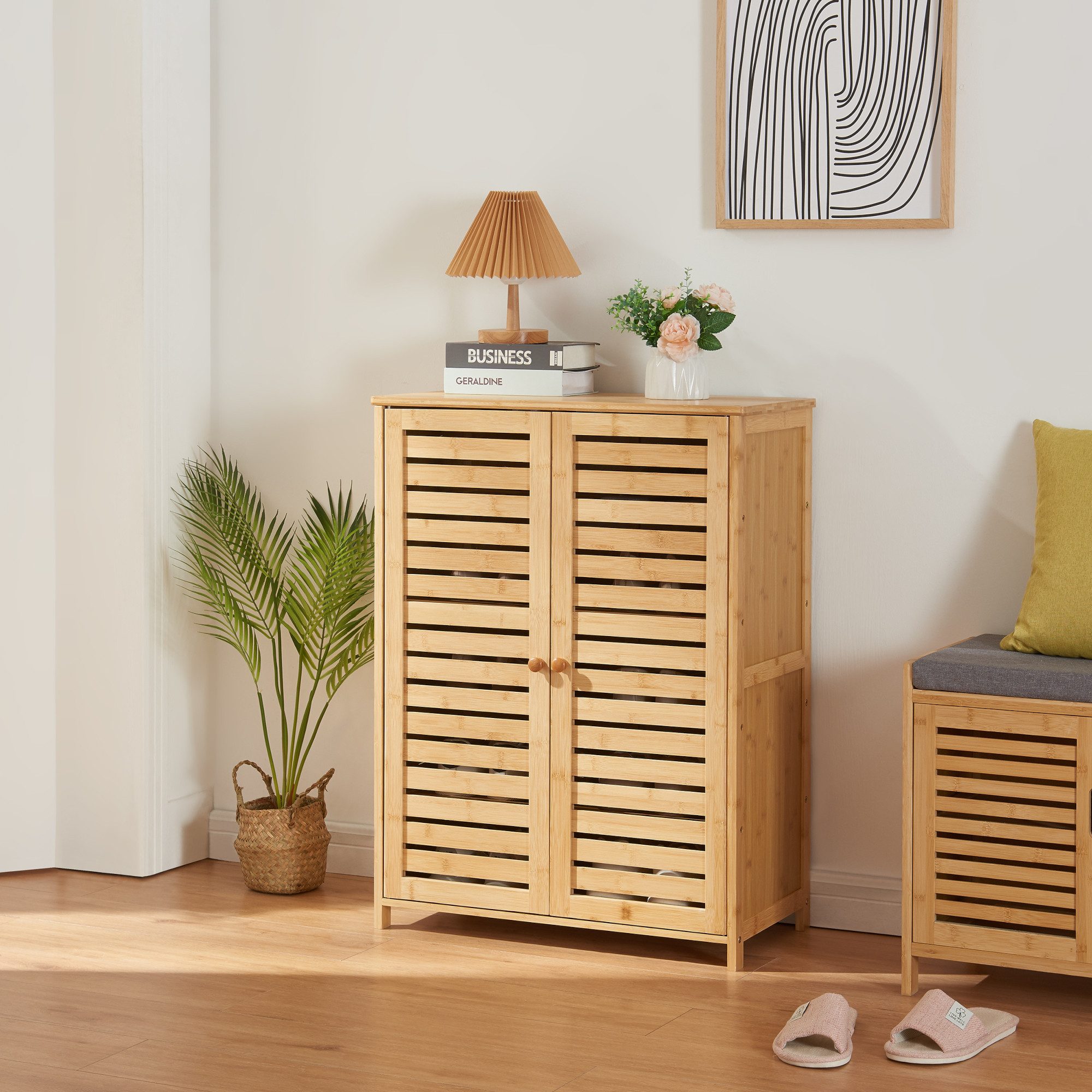 en.casa Schuhschrank »Klamp« Schuhschrank aus Bambus günstig online kaufen