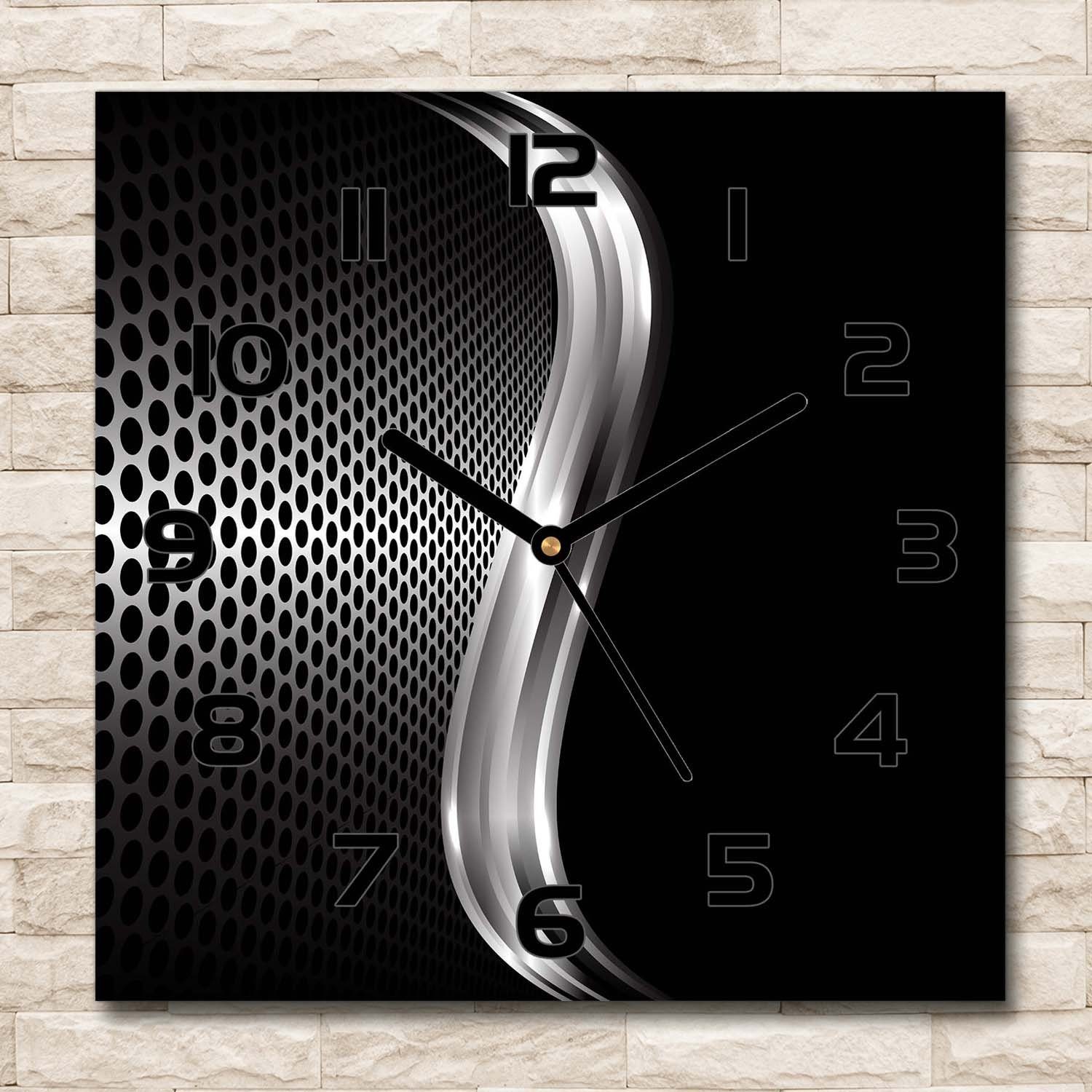 Wanduhr 30 Glasuhr (Metall Tulup Glas cm Schwarze-Zeiger 30 cm Abstraktion) Glasbild aus x Gehärtetes Glas Uhr