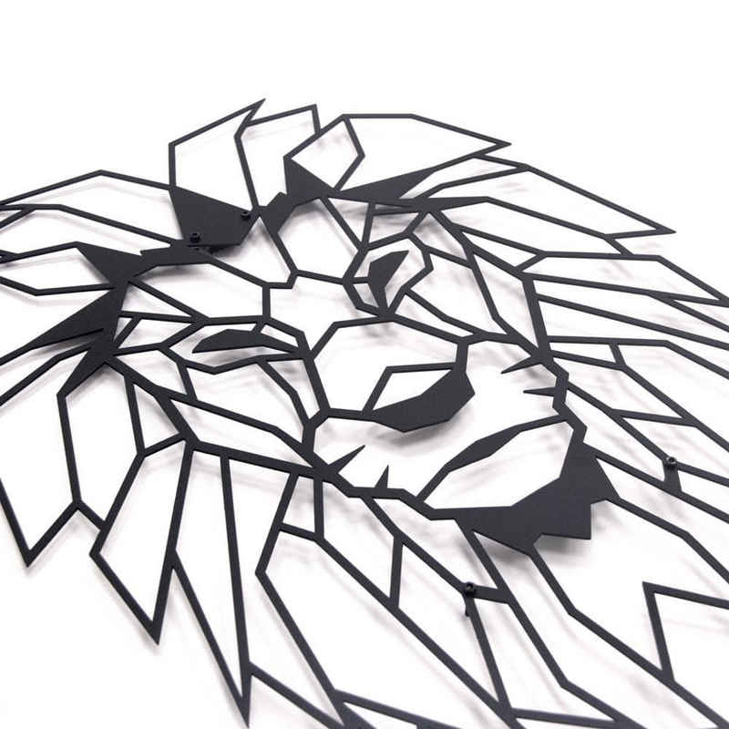Hoagard Metall Wanddekoobjekt »'Lionhead' 'Löwenkopf' Wandbild - aus schwarzem Metall«, Wanddekoration aus Metall