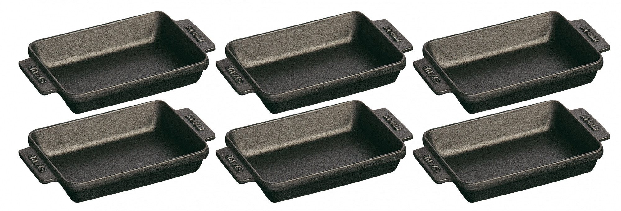 Staub Auflaufform Staub 6er Set Mini-Auflaufform 15 x 11cm, 0,25L schwarz, (6-St)