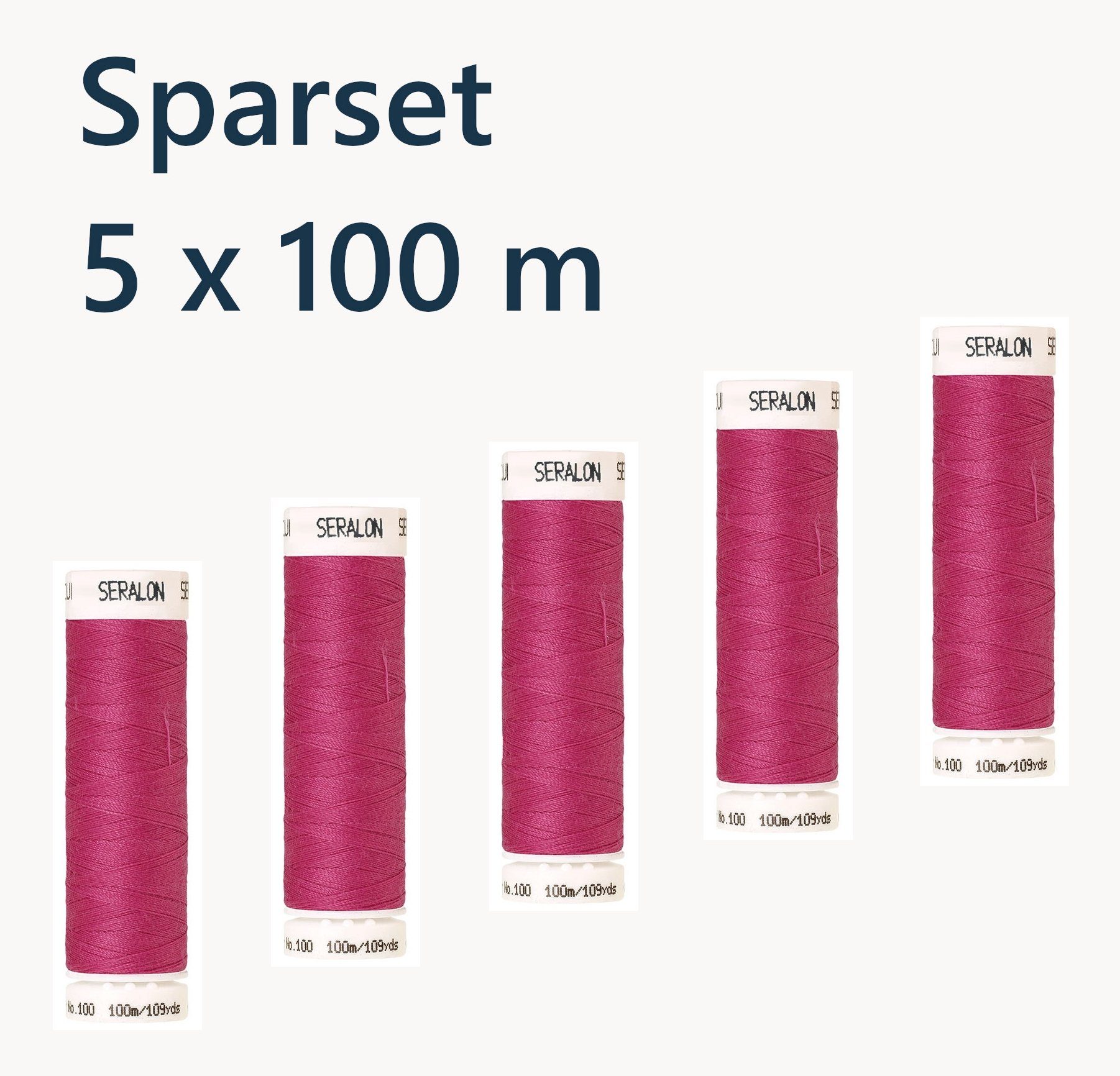 Amann 5 x 100 m Amann Nähgarn Всеsnäher Seralon - 1423 - Rosa Veilchen Nähgarn, 500 m (Sparset, 5-St), Nähgarn für alle Stoff- und Sticharten