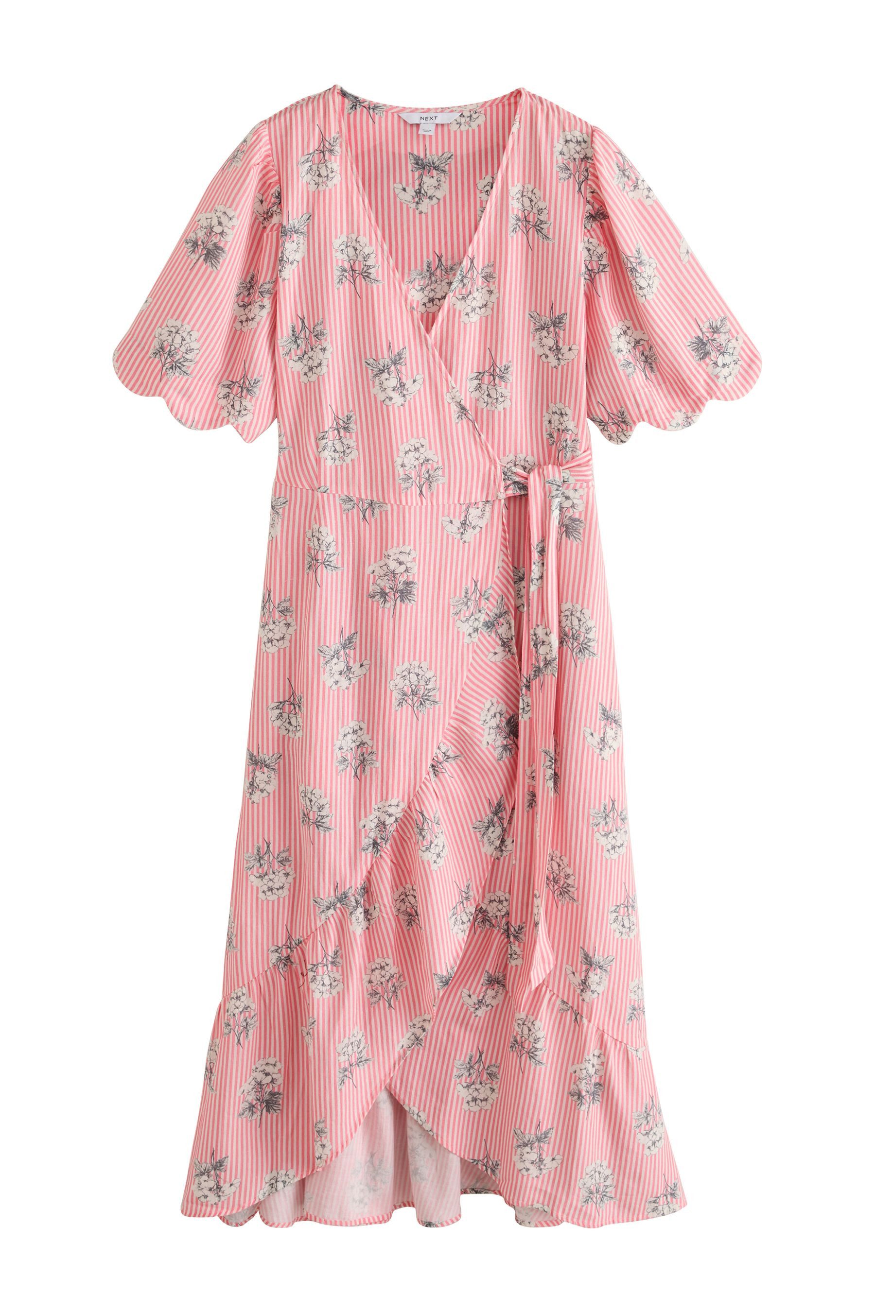 Next Midikleid Midikleid mit Wickeldesign und Bogenkante (1-tlg)