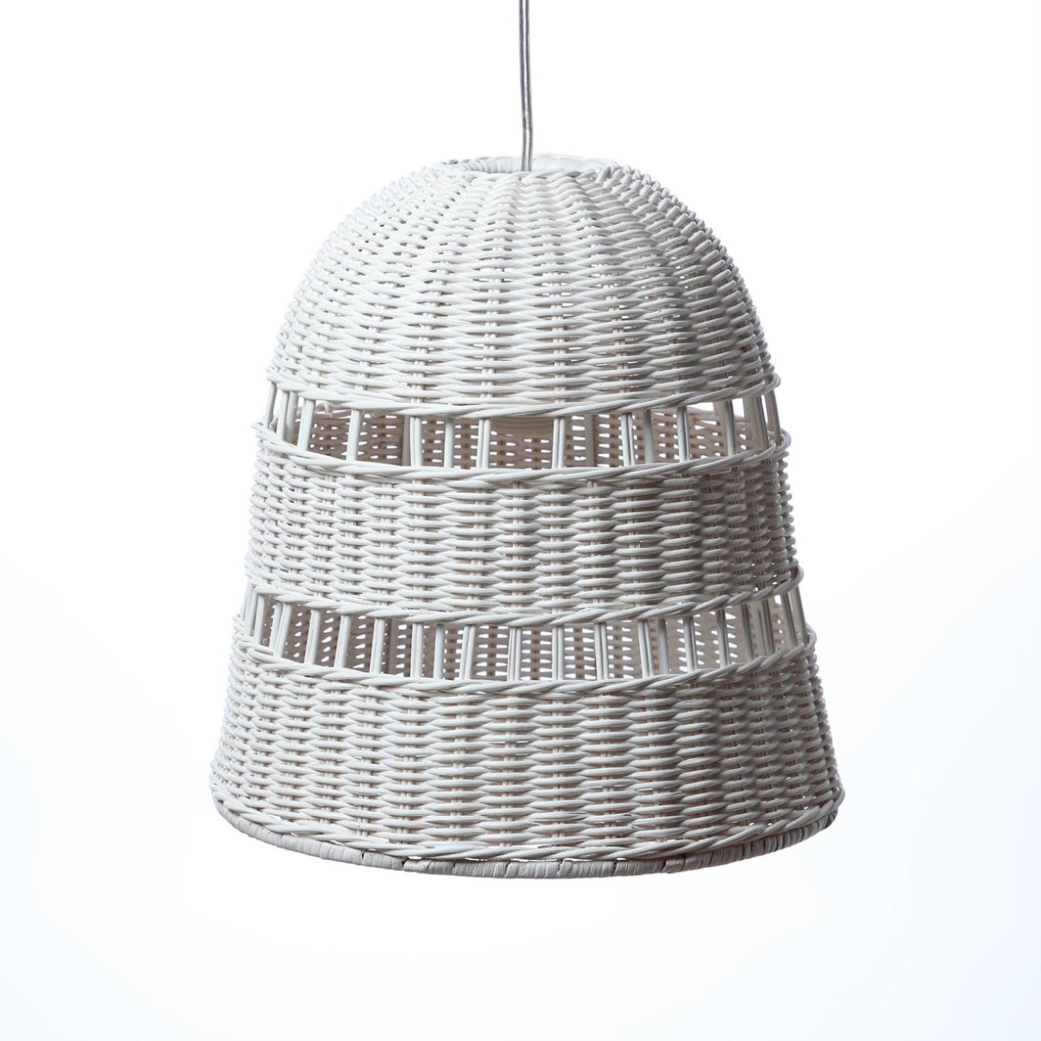 MARELIDA Deckenleuchte Lampenschirm Rattanoptik weiß H: 33cm E27 Fassung für Innen Balkon