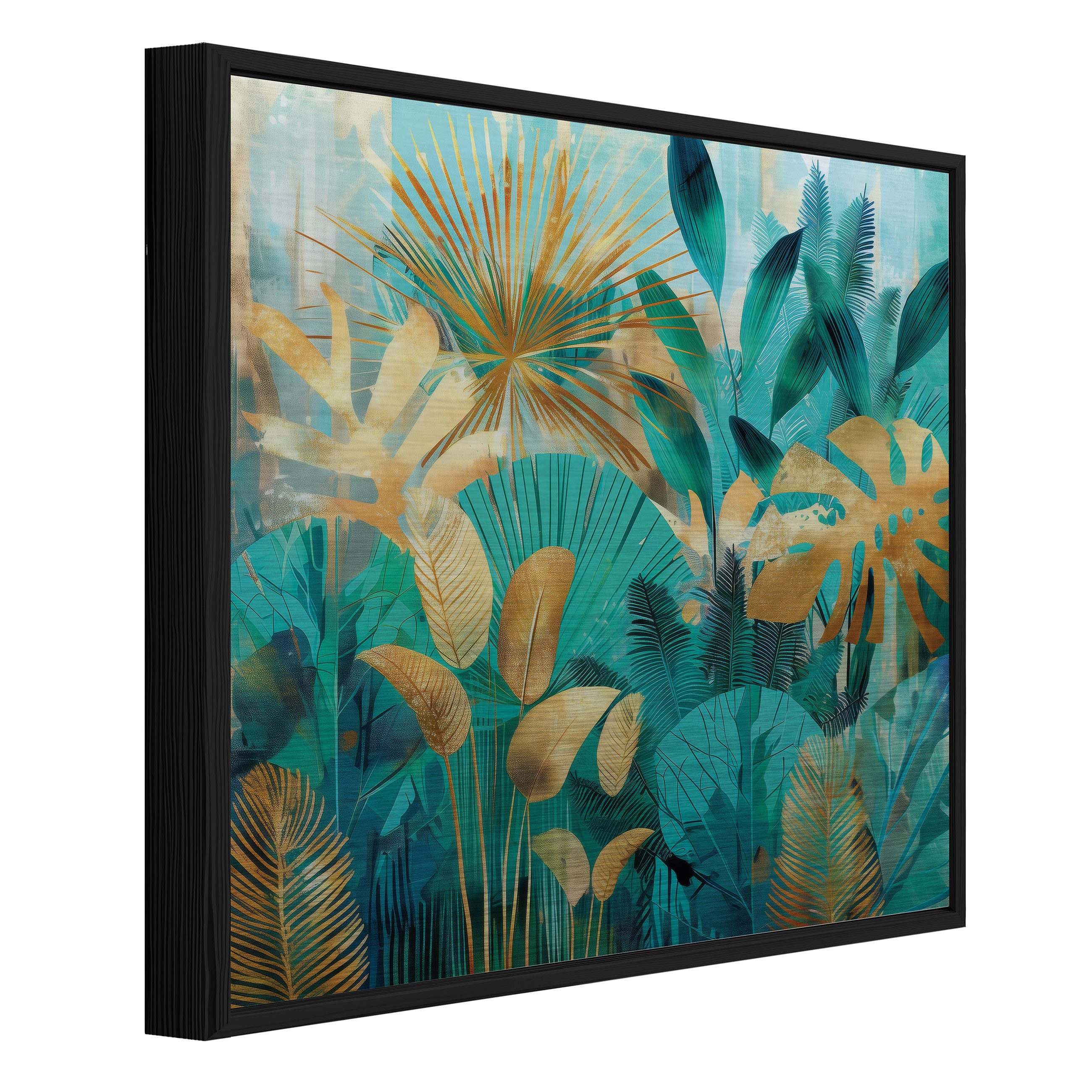 Wallarena Metallbild Dschungel Tropisch Grün Wanddeko Bilder mit Rahmen Wohnzimmer, Dschungel (Packung, 1 St), Bilder mit Rahmen Metallbilder Modern Wanddeko gross XXL