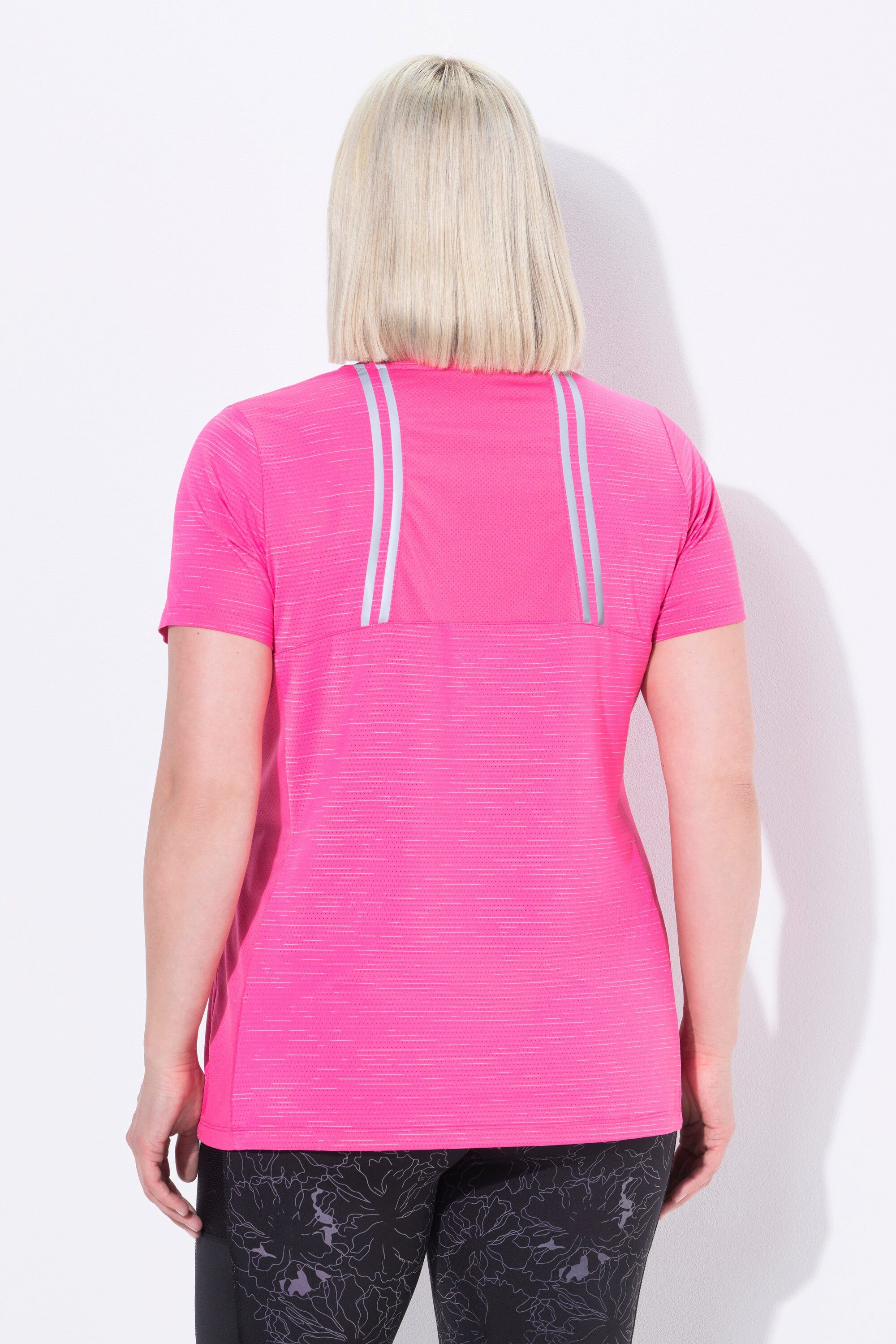 Ulla Popken T-Shirt Funktionsshirt Mesheinsätze V-Ausschnitt Halbarm