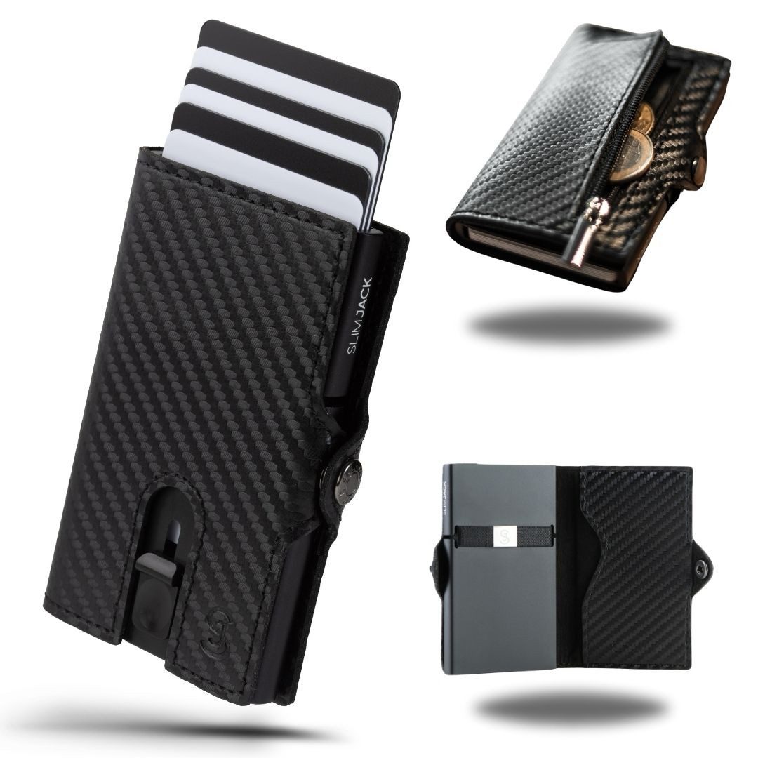 SLIMJACK Mini Geldbörse Herren - echt Leder - Münzfach RFID-Schutz - Cardholder - Slim Wallet (Portmonee), - Mini Geldbeutel - Portemonnaie - Kartenhalter - Kreditkartenetui