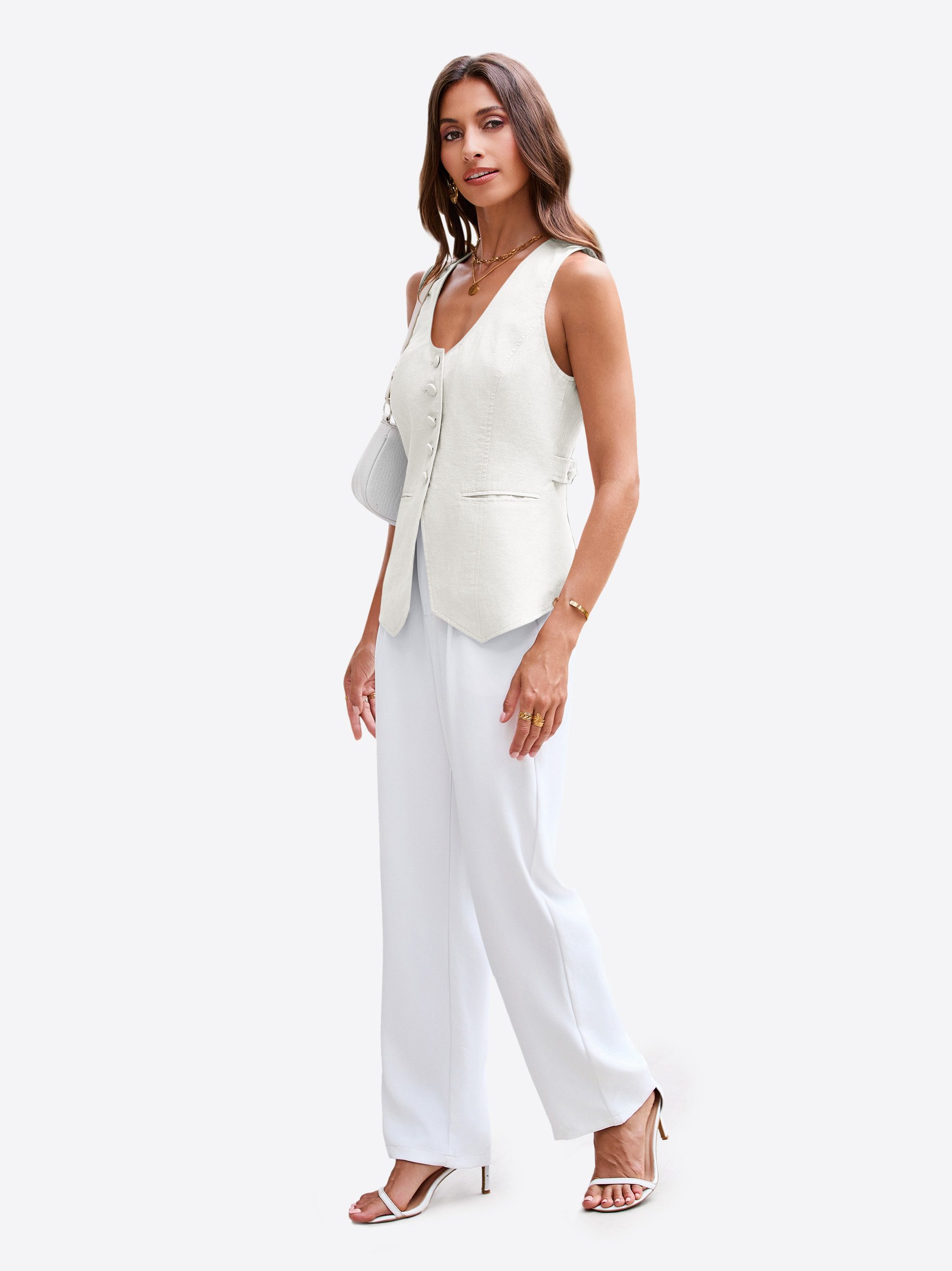 Imily Bela Anzugweste Damen Blazer-Weste mit Reverskragen (Packung, 1-tlg., 1per-Pack) mit Knöpfen