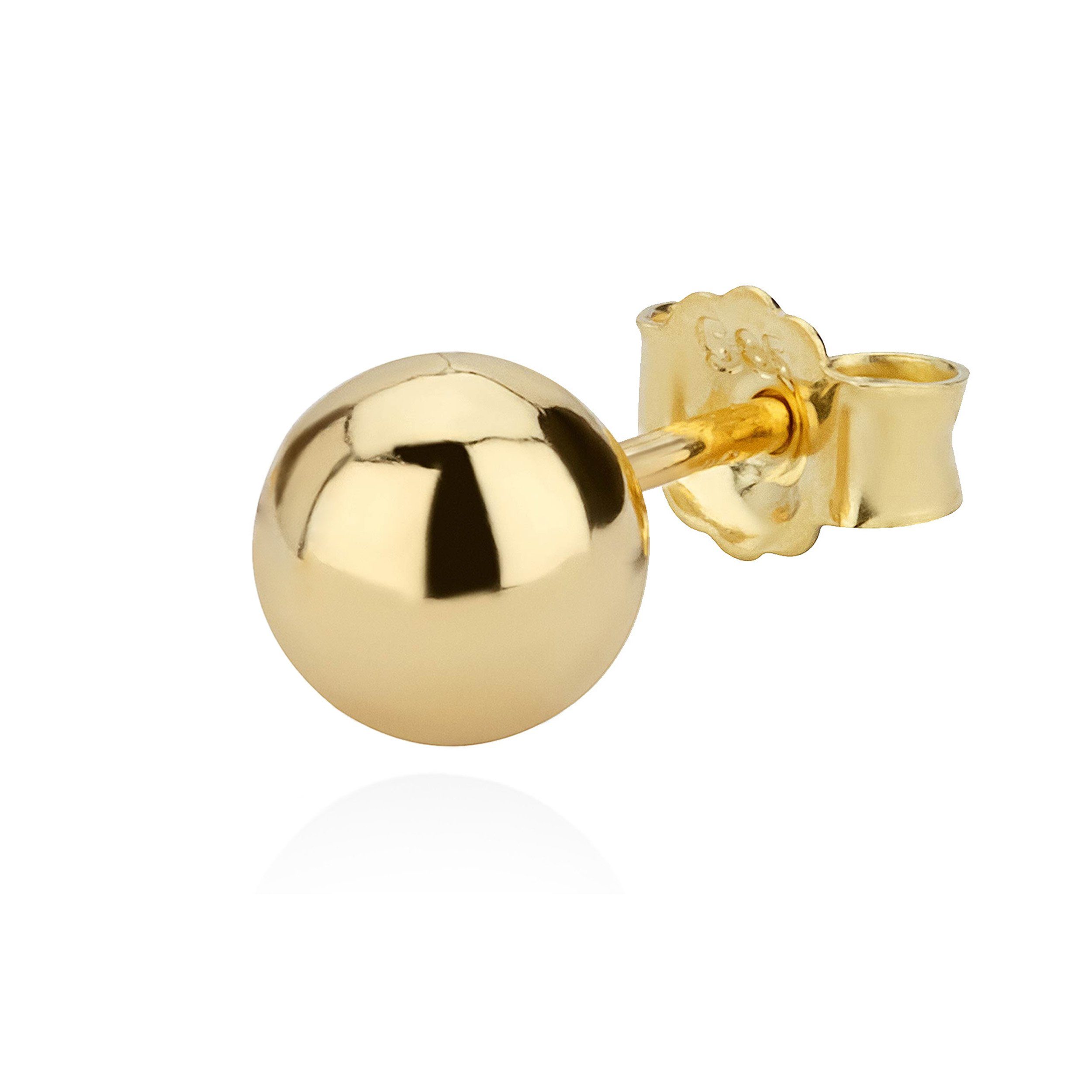 Single-Ohrstecker Single 6mm Kugel Ohrstecker 585 Gelbgold Ohrschmuck Ohrringe Kugelstec