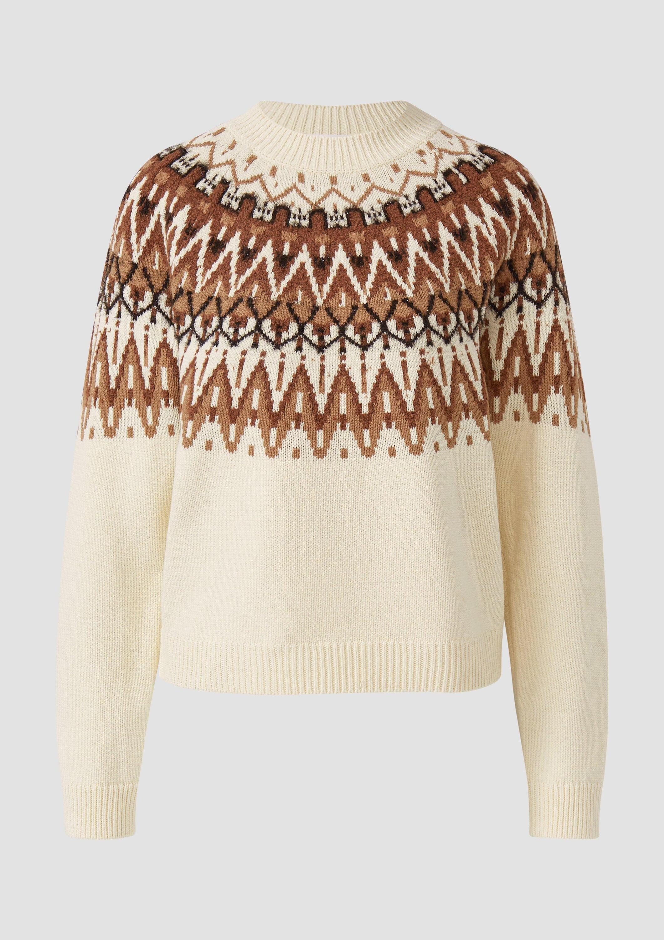 s.Oliver Longpullover Strickpullover Strickpullover mit Jacquard-Muster