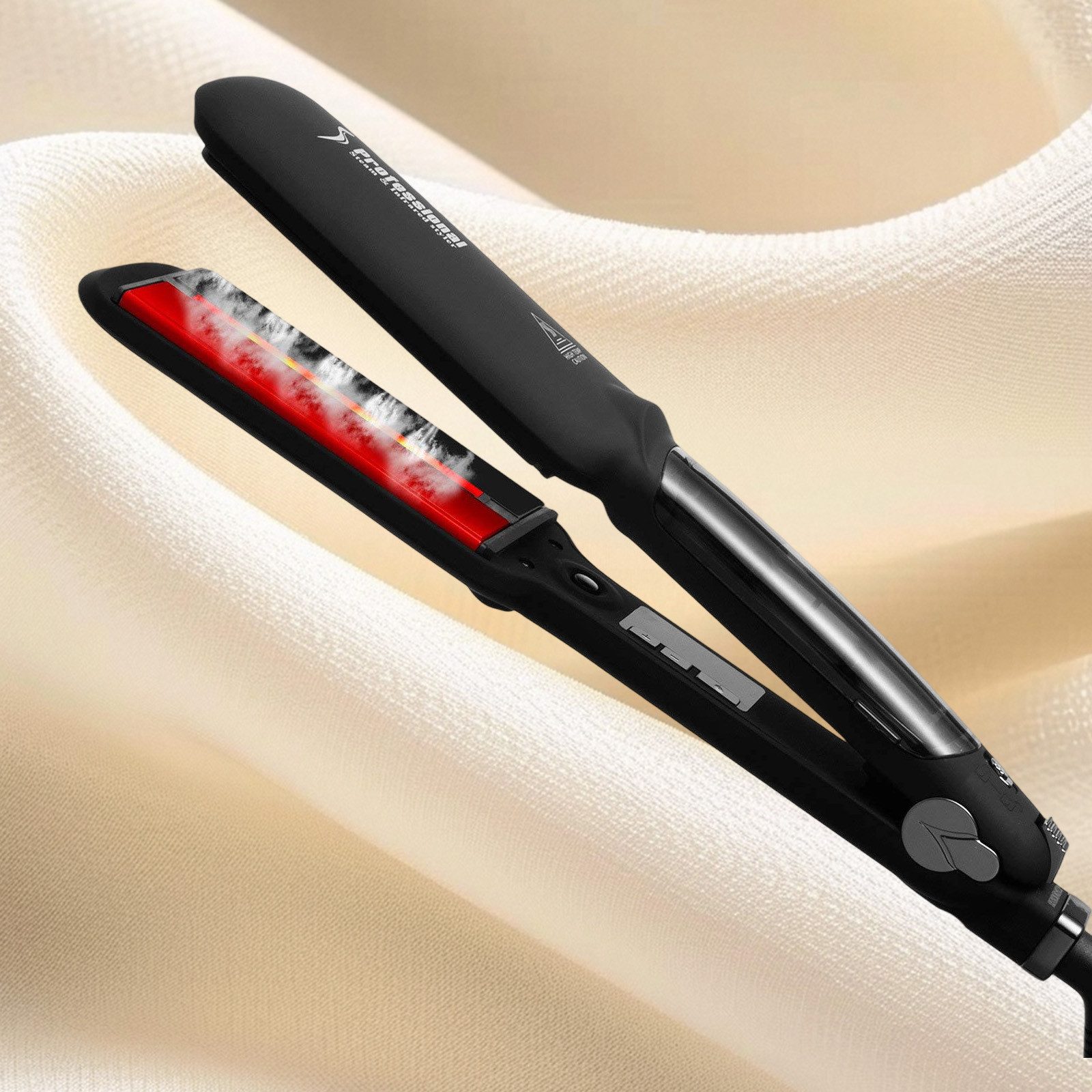 REDOM Dampf-Haarglätter Ionic Steam Straightener Haarglätter Hair Straightener mit LCD-Display Keramik-Beschichtung, Dampfglätteisen Infrarot- und Dampffunktion 150℃-235℃ Schnellheiz, Reise Lockenwickler Schonendes Styling für Glänzendes Gesundes Haar