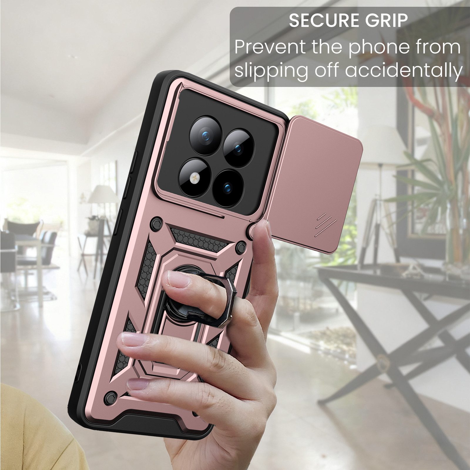 betterfon Handyhülle für Xiaomi Redmi Note 15 Pro 5G Hülle Schutzhülle mit Kameraschutz, Outdoorhülle mit Ringhalter, Silikonkern & präziser Passform – Bild 5 von 5